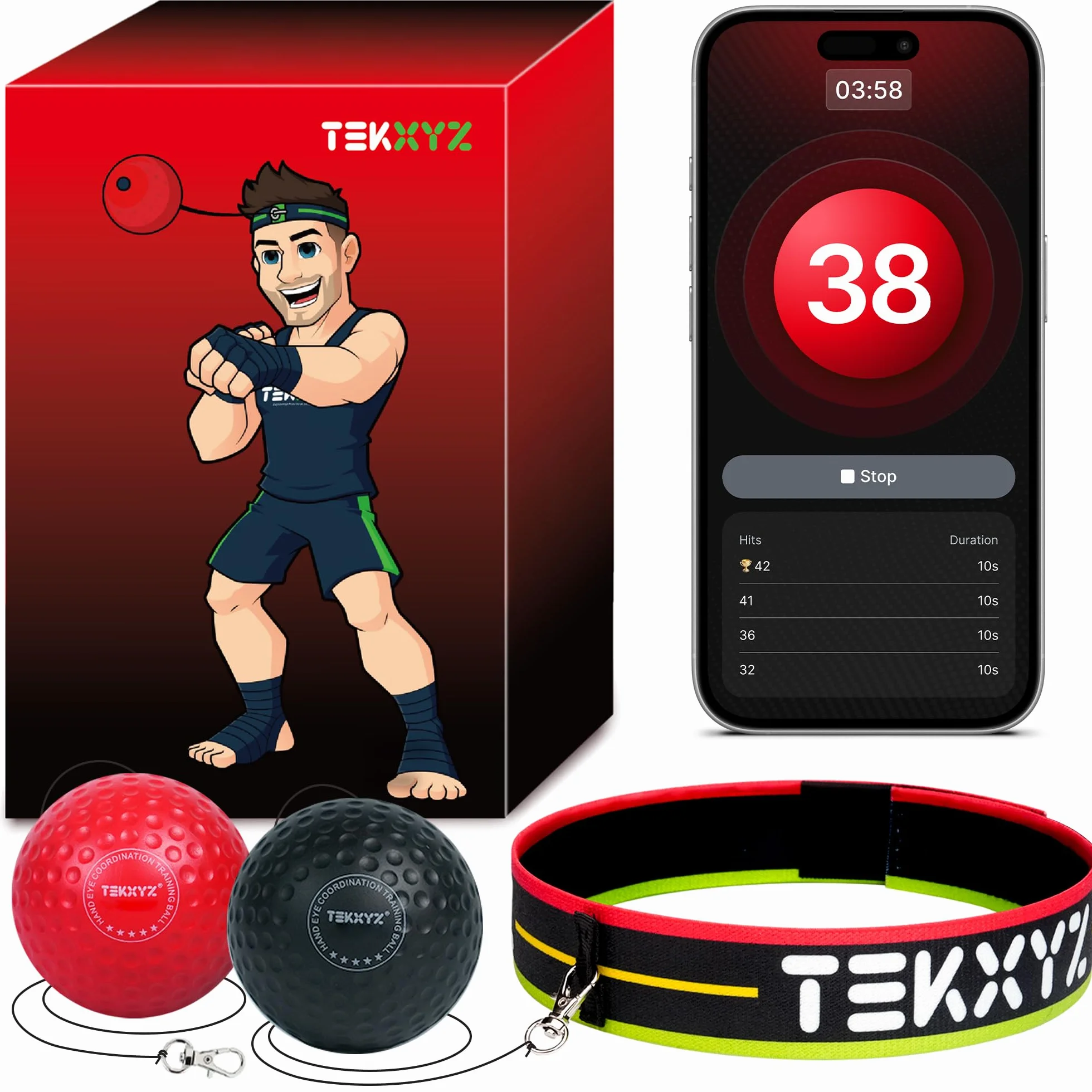 Pelota de boxeo para reflejos 2/3/4 bolas con diadema suave