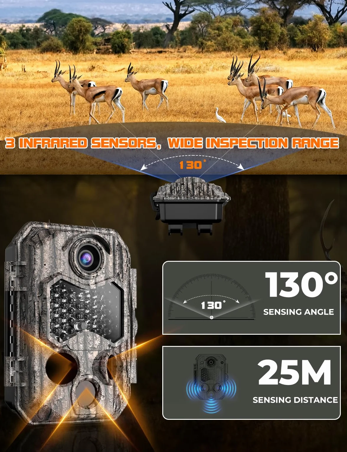 Cámara de Caza 84MP 4K WiFi IP66 Impermeable con 0.1s Velocidad de Disparo y 130° Gran Angular