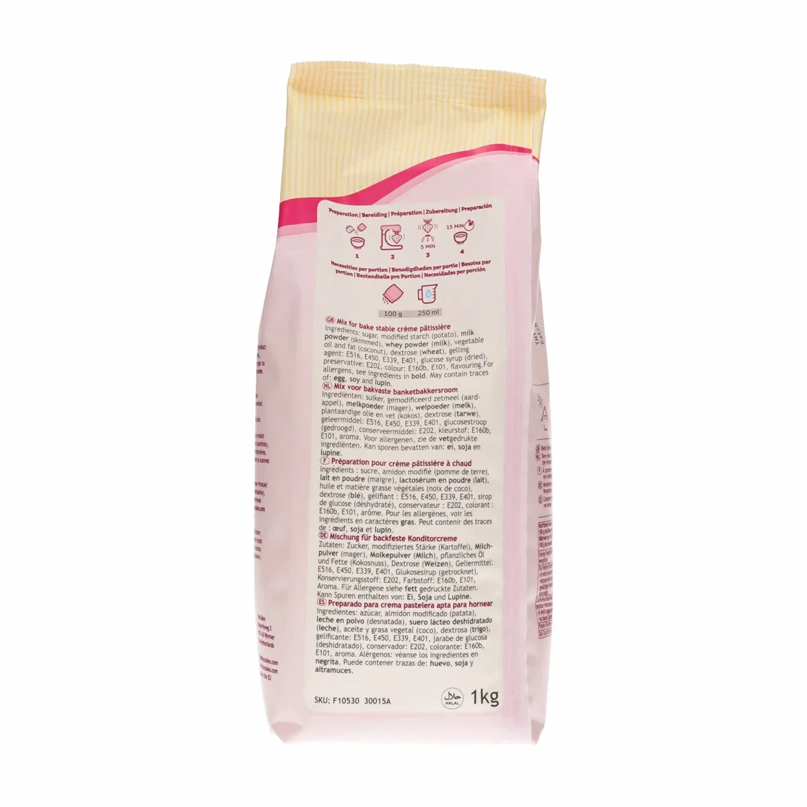 FunCakes Preparado para Crema Pastelera, Fácil de Usar, Deliciosa Crema Pastelera para Rellenar Tartas, Cupcakes y Otras Delicias, Solo Añade Agua, Halal. 1 Kg. 1000 g