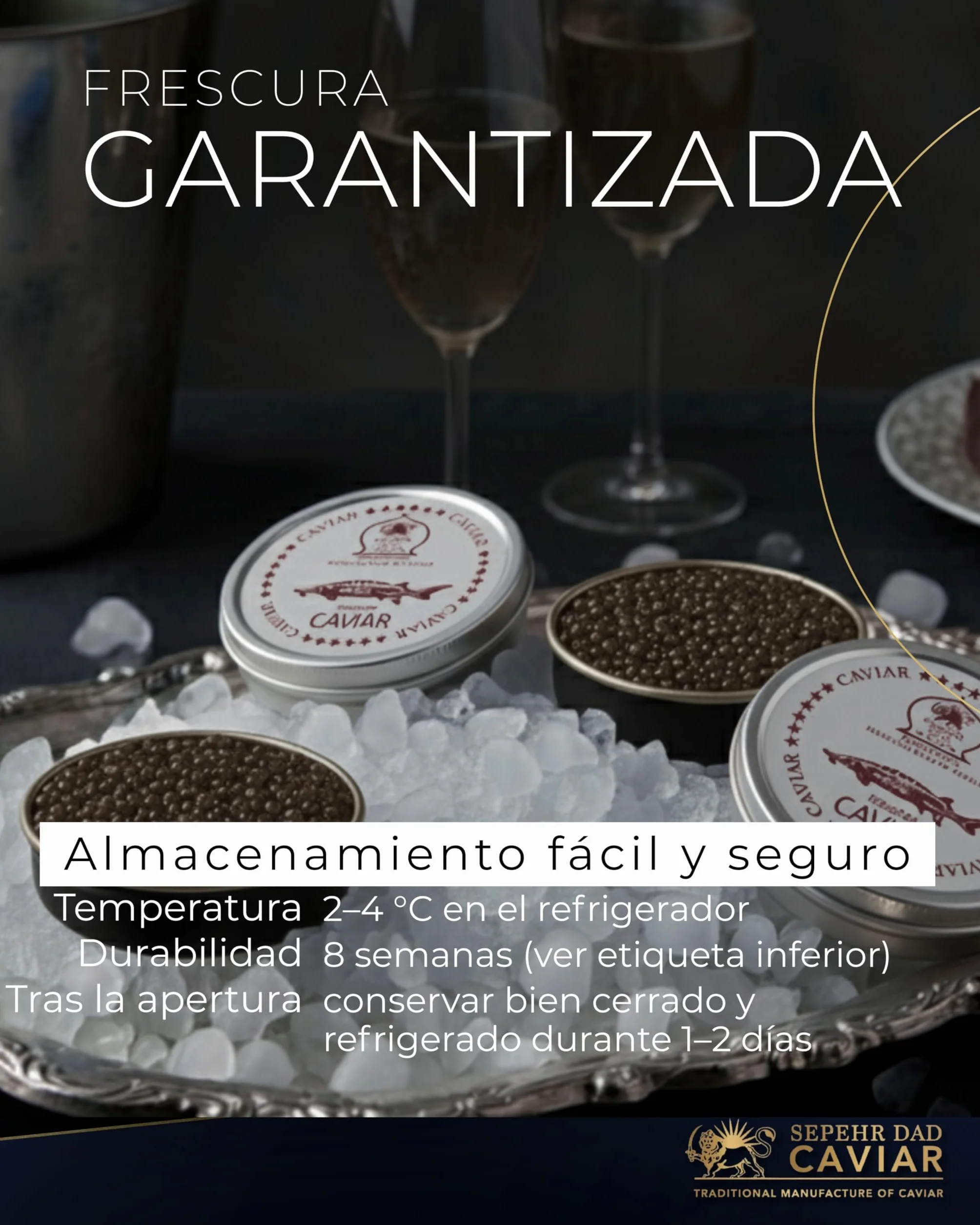 Sepehr Dad Caviar de Siberia | Caviar de esturión siberiano | SIN bórax | 50 gramos