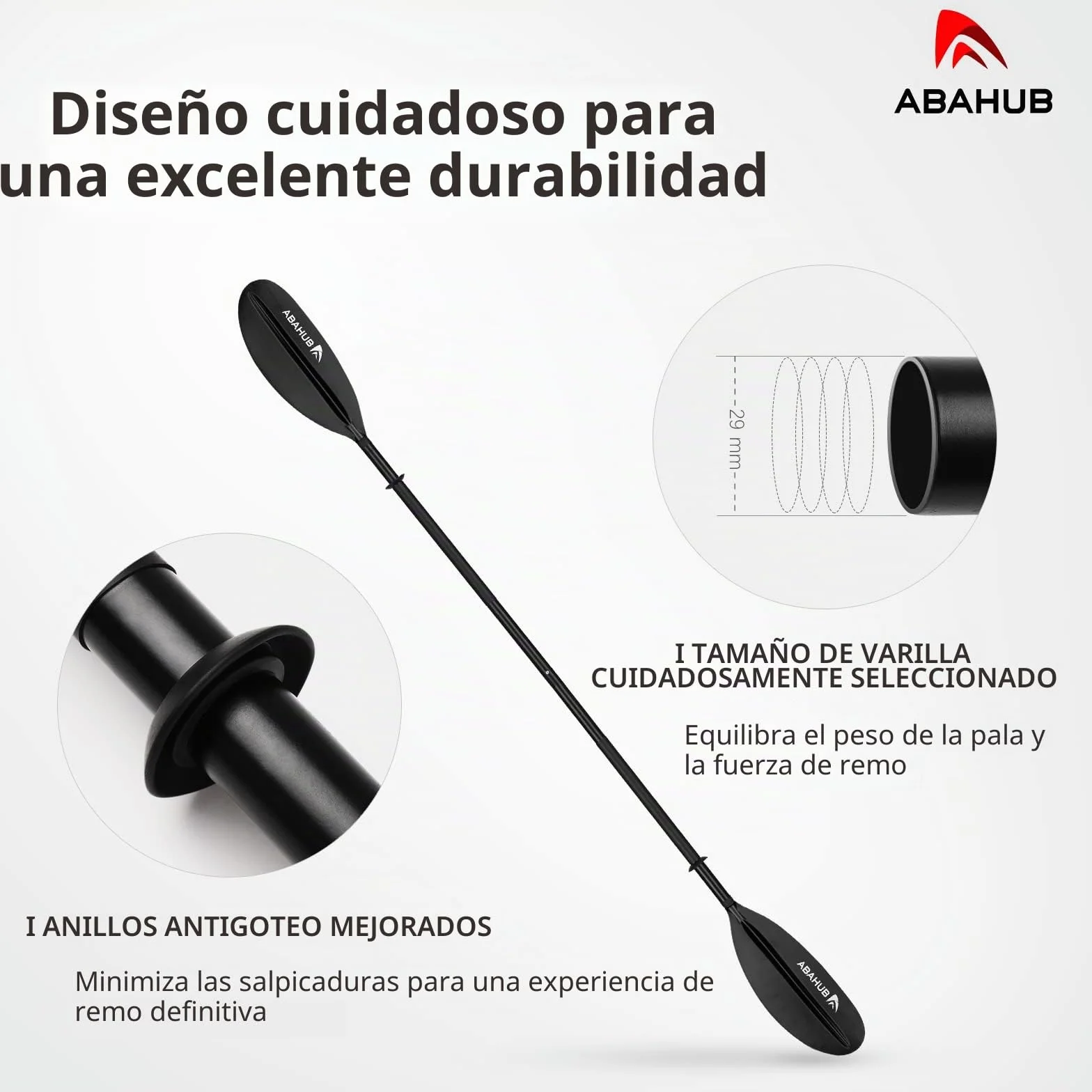 Abahub Kayak Pala Doble de Aluminio 218-241 cm Línea de Remo