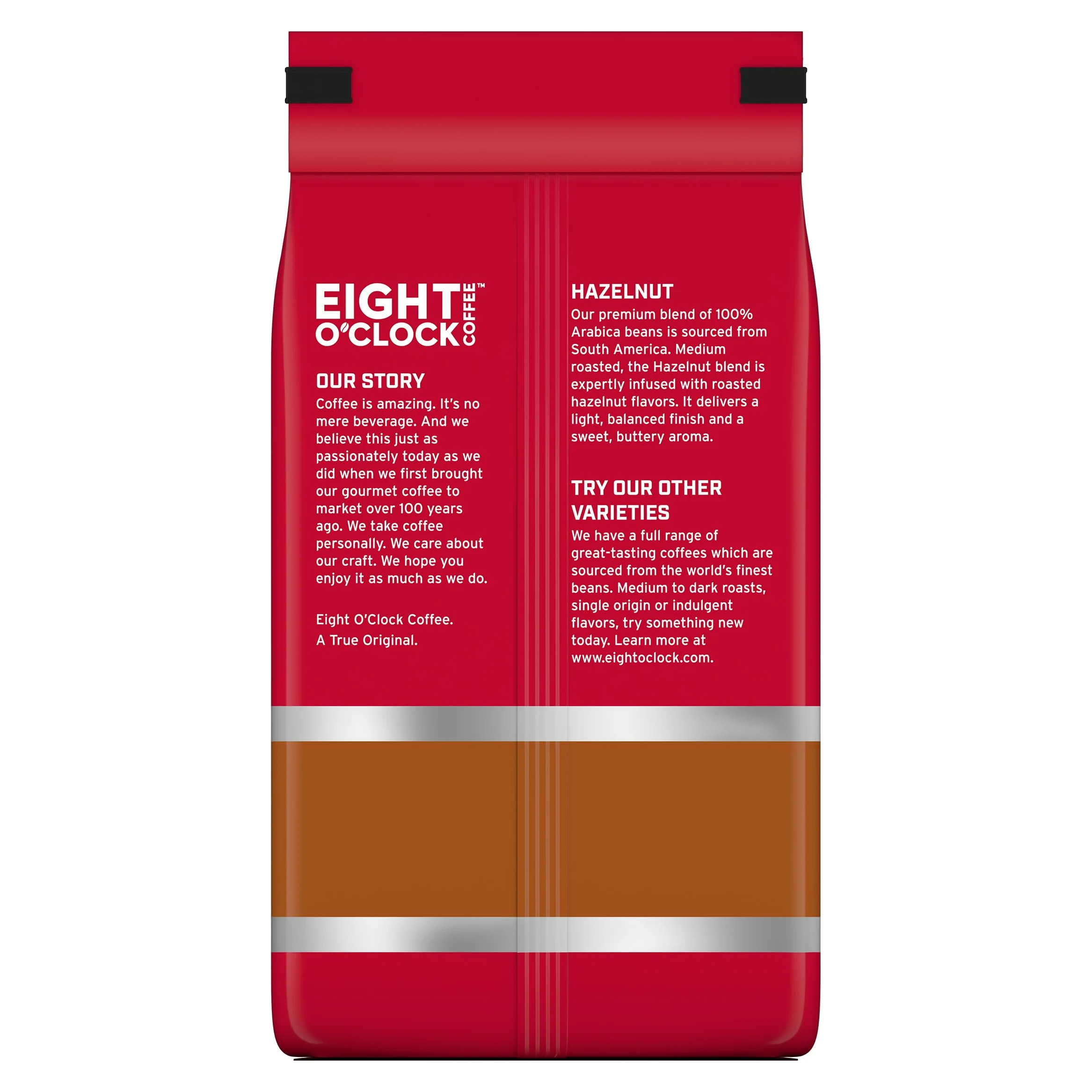 Eight O'Clock Coffee, Avellana, café en grano entero de tueste medio, 567 g, mantecoso, suave y con nuez