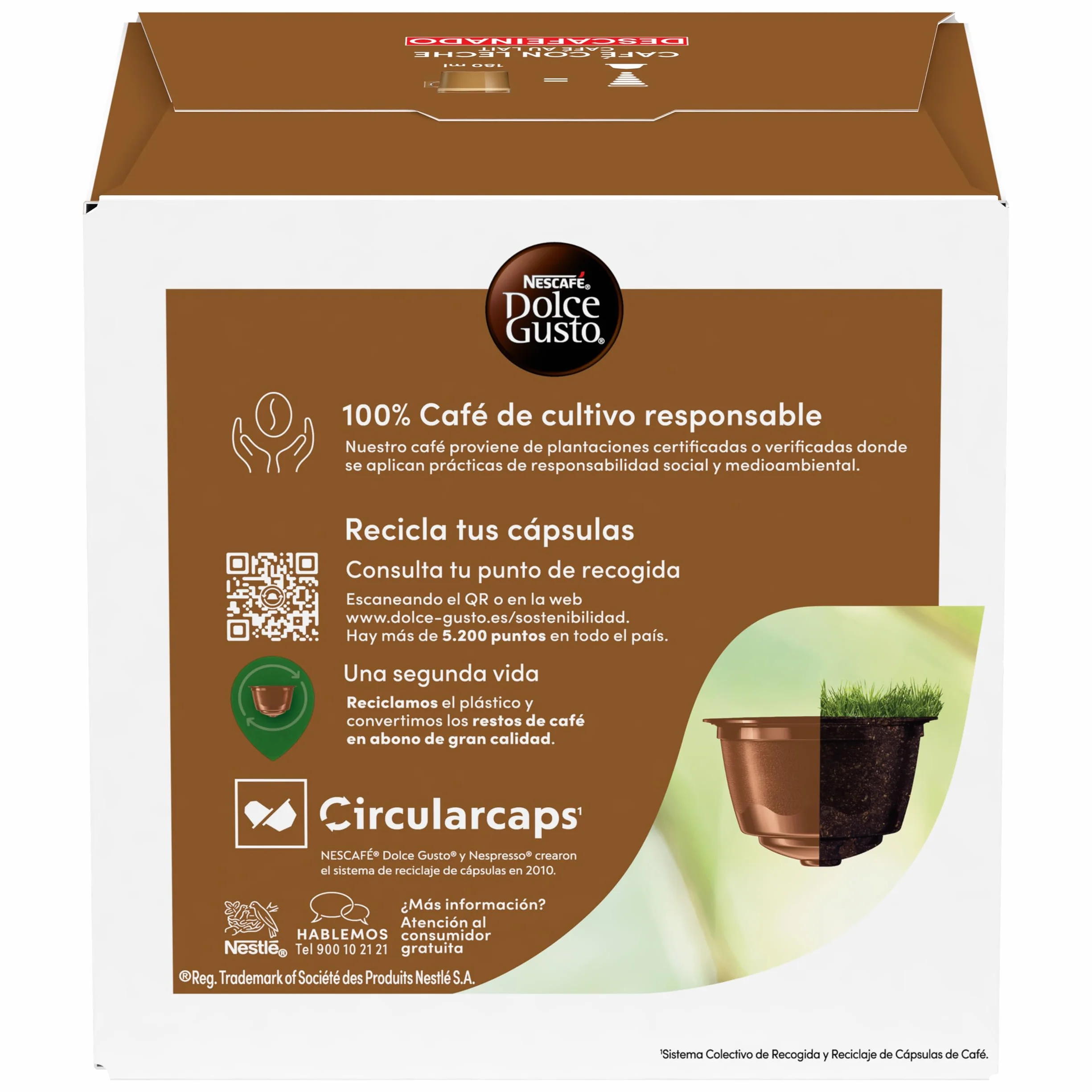 NESCAFÉ Dolce Gusto Café con Leche descafeinado - Cápsulas de Café, 90 Cápsulas (3 x 30)