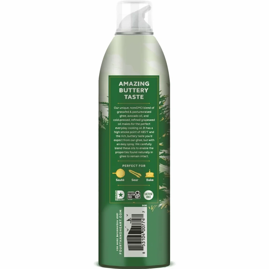 4th & Heart Ghee Spray de Cocina Antiadherente, Alimentado con Pasto, Sin Lactosa, 5 oz