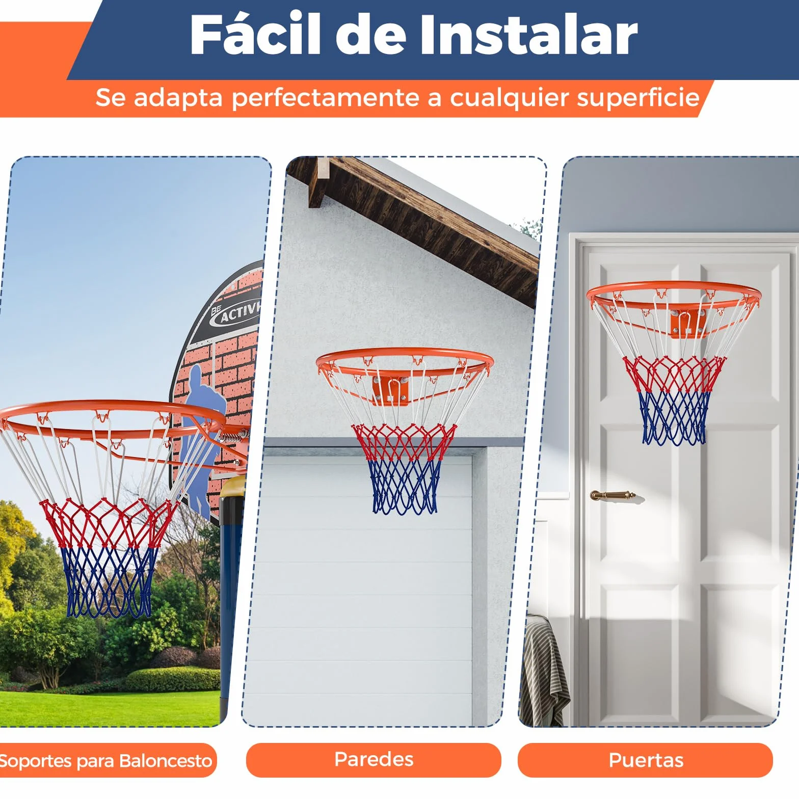 COSTWAY Aro de Baloncesto de 45 CM, Doble Resorte, Canasta Pared, Basketball Hoop Interior y Exterior
