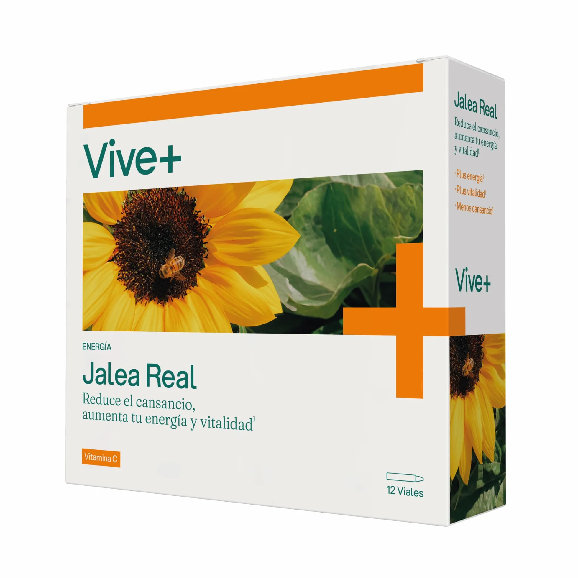 Vive+ Jalea Real – 12 Viales – Suplemento Energético Natural con Vitamina C – Refuerza el Sistema Inmunológico y Reduce el Cansancio – Fórmula Concentrada para Vitalidad y Bienestar