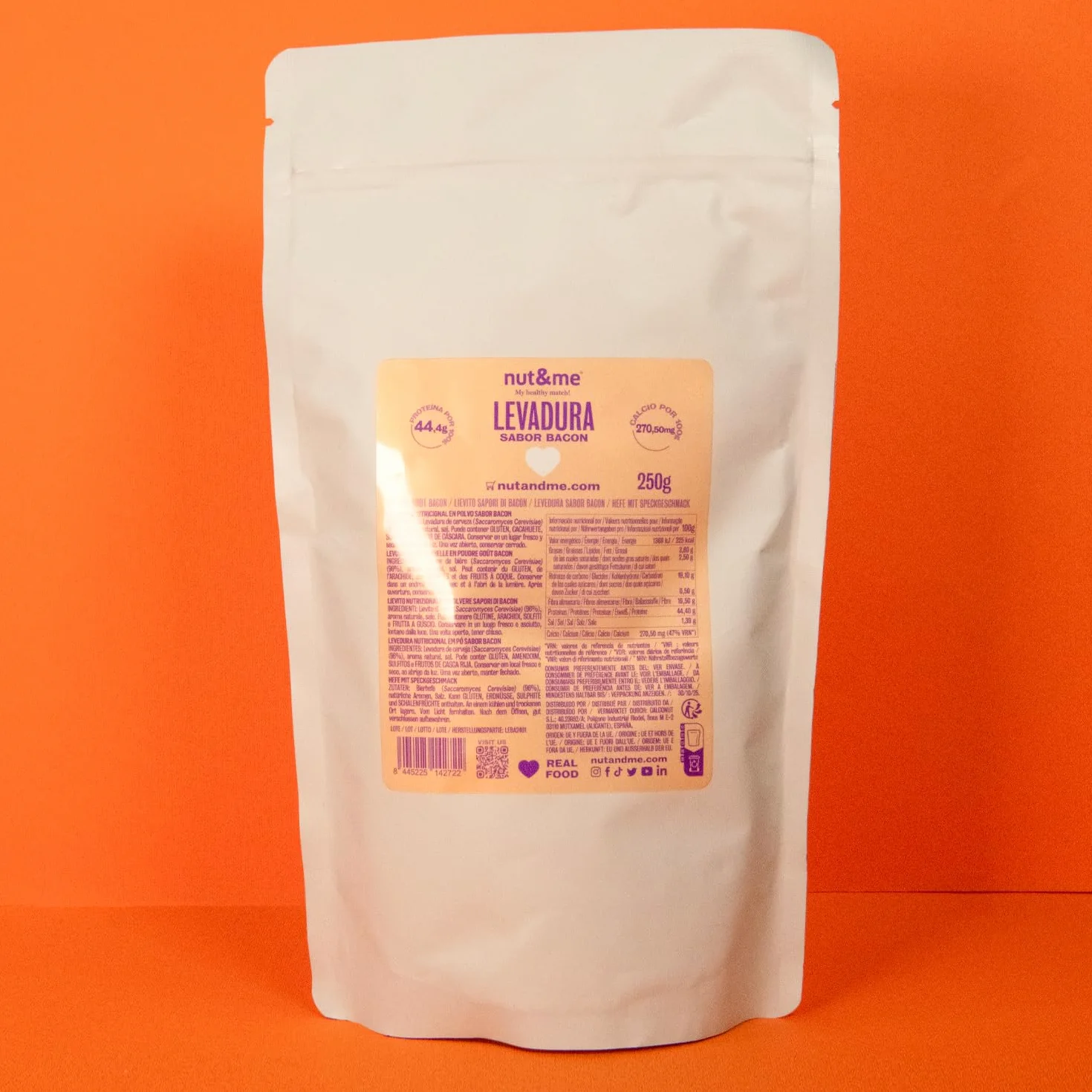 Levadura Nutricional Sabor Bacon 500 gr nut&me Pack 2 x 250 gr Alto en proteínas Vegano Low carb