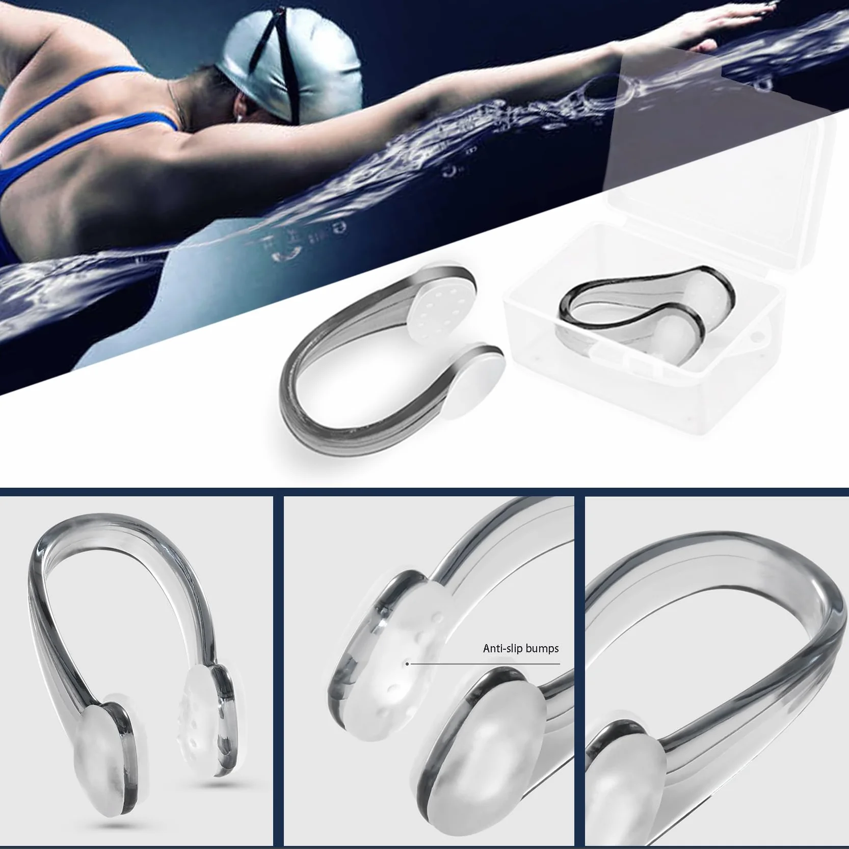 Pinzas de Nariz para Natación, Silicona Impermeable Clip para Nadadores