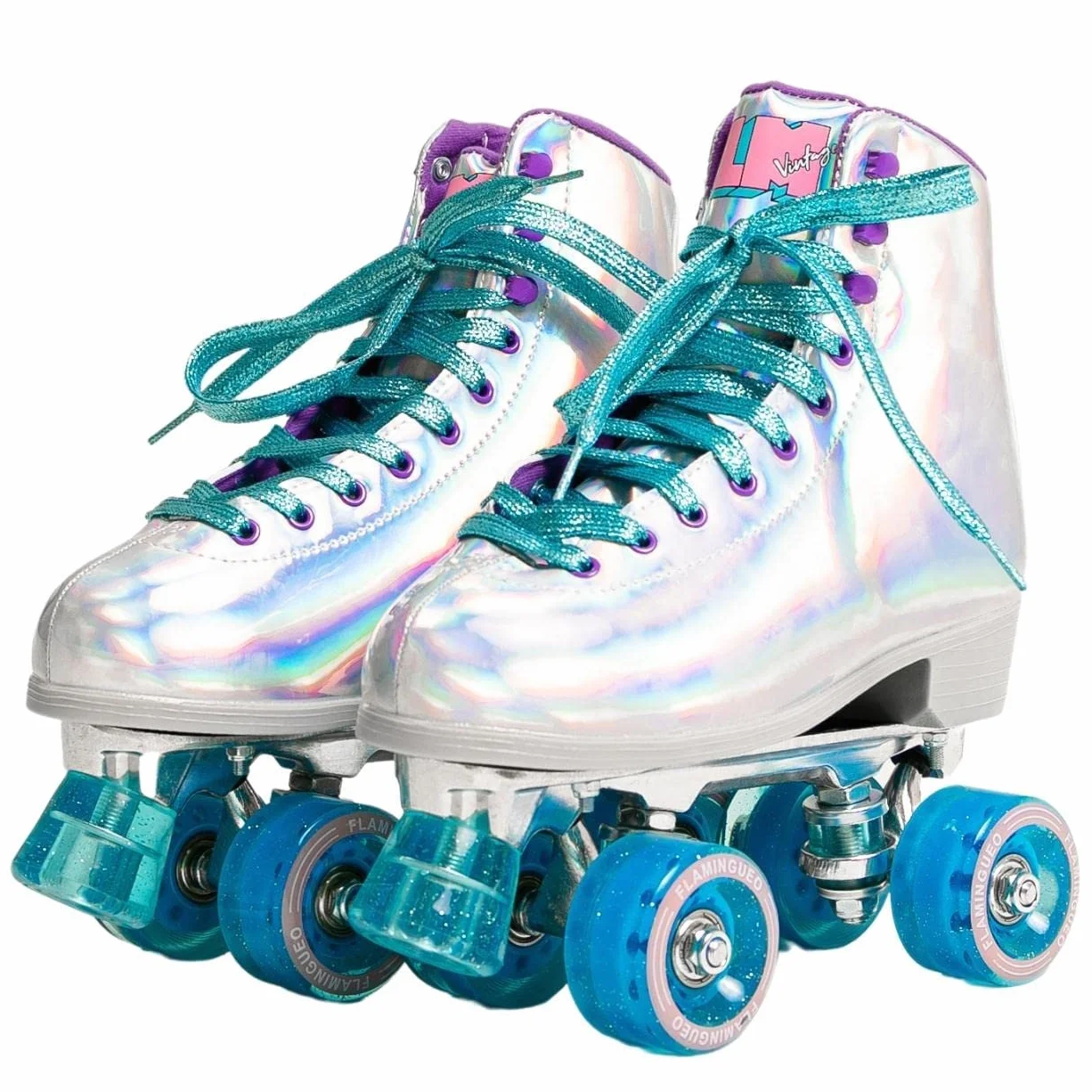 Flamingueo Patines 4 Ruedas Mujer Holográficos 58mm x 32mm Tallas 35-41 EU