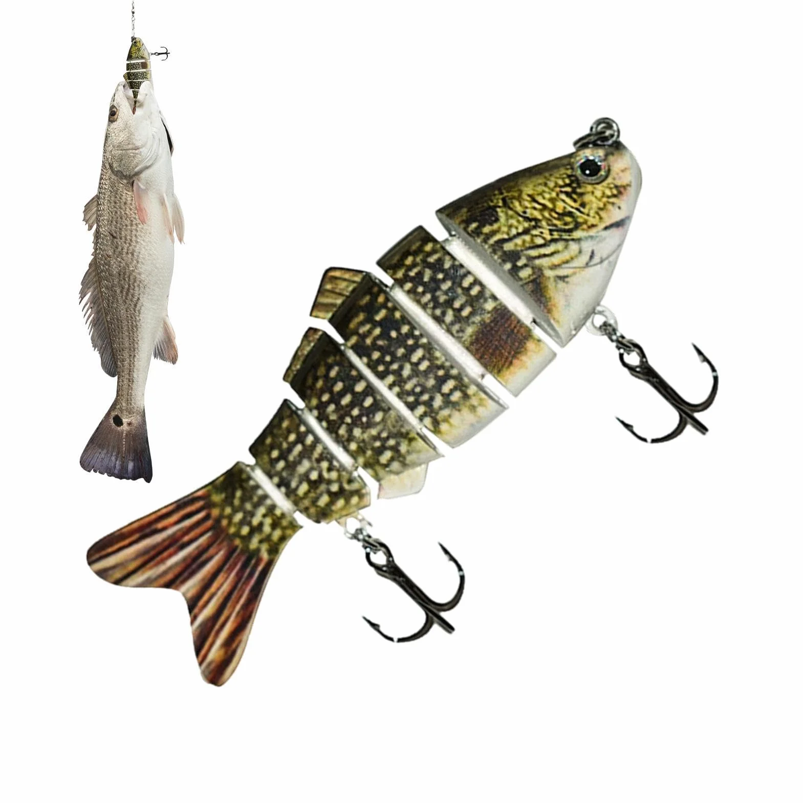 Señuelos Rígidos de 6 Segmentos para Black Bass, Trucha y Bagre, Trolling en Agua Dulce