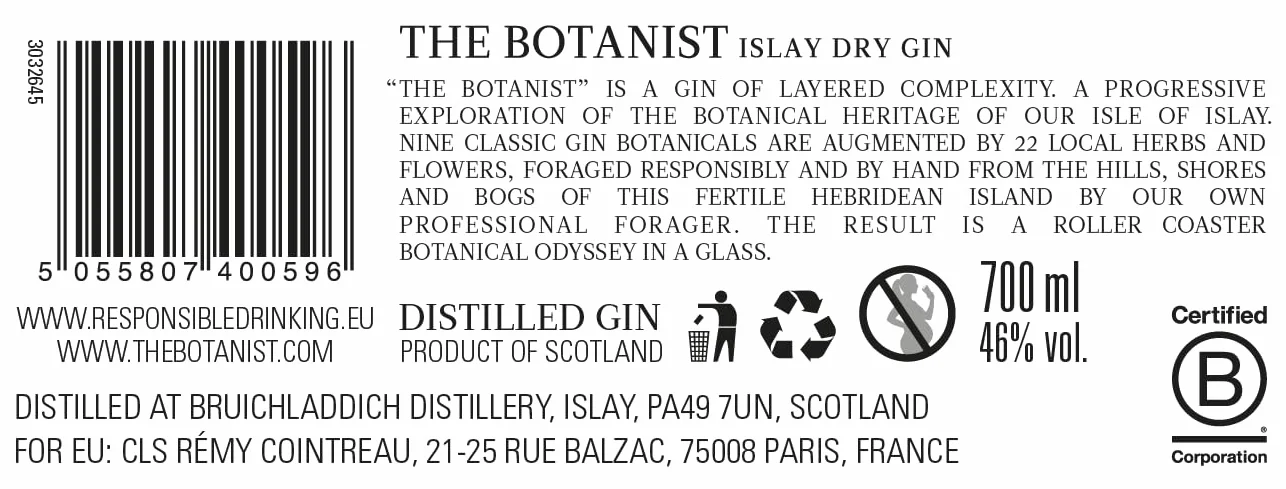 THE BOTANIST - Ginebra, Islay Dry Gin 22, 46% Volumen de Alcohol, 70 cl
