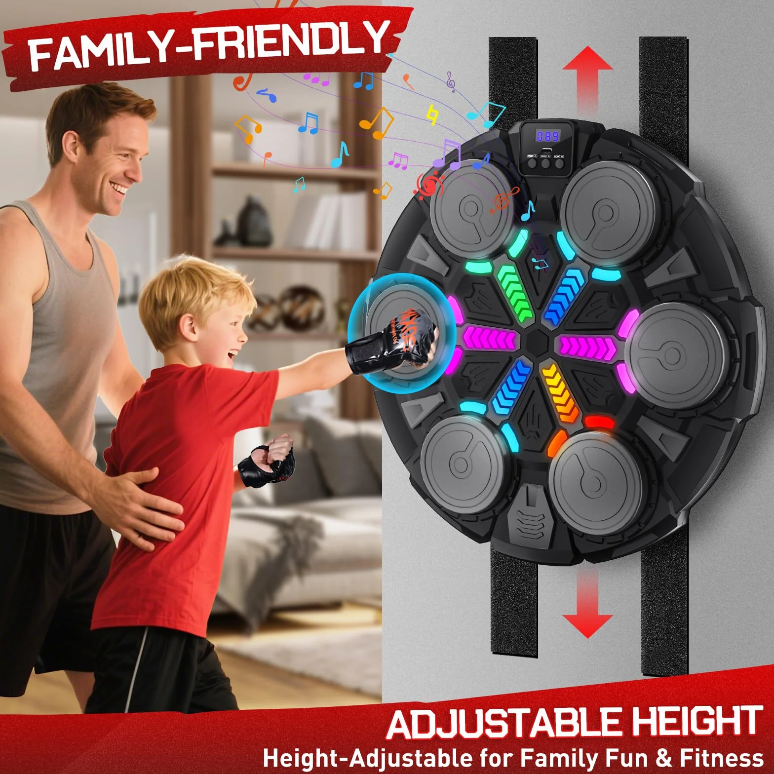 Máquina de Boxeo Musical Bluetooth con Conteo y Luces Ajustables para Entrenamiento en Casa