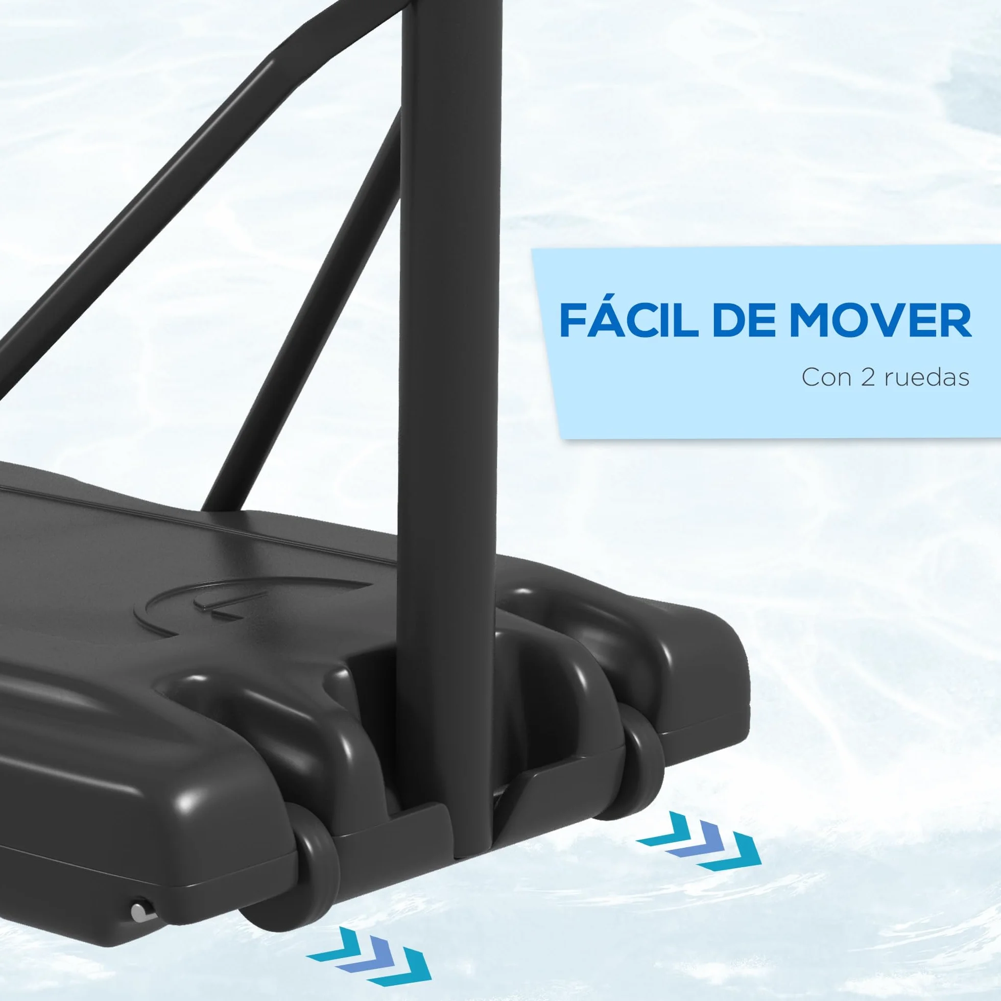 SPORTNOW Canasta de Baloncesto Exterior 2 en 1 Altura Ajustable 230-305 cm Aro para Piscina Soporte con Ruedas Base Rellenable Negro