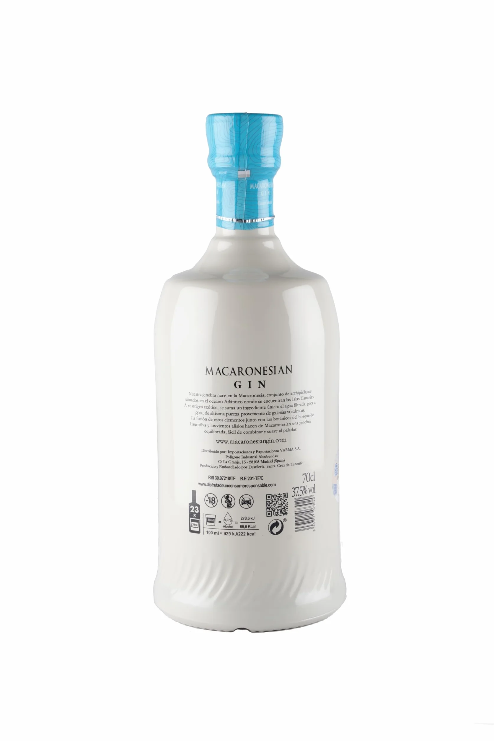 Macaronesian Ginebra Premium de las Islas Canarias con agua filtrada en galerías volcánicas - 37,5% vol. - botella de 700ml