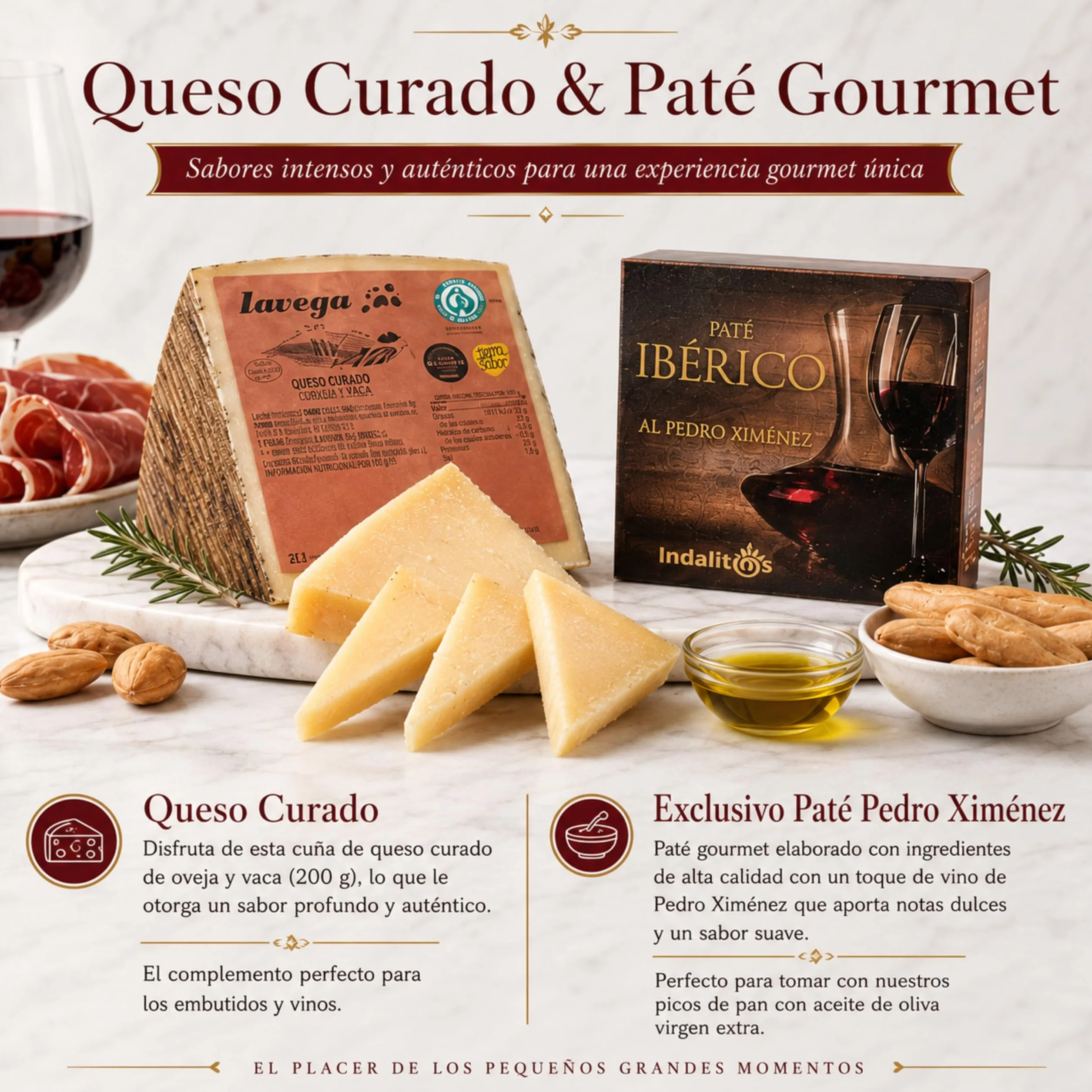 Cesta Gourmet Regalo Vino DO Ribera Aceite Oliva Virgen Extra Embutidos Ibericos Bellota Paleta Ibérica Queso Curado