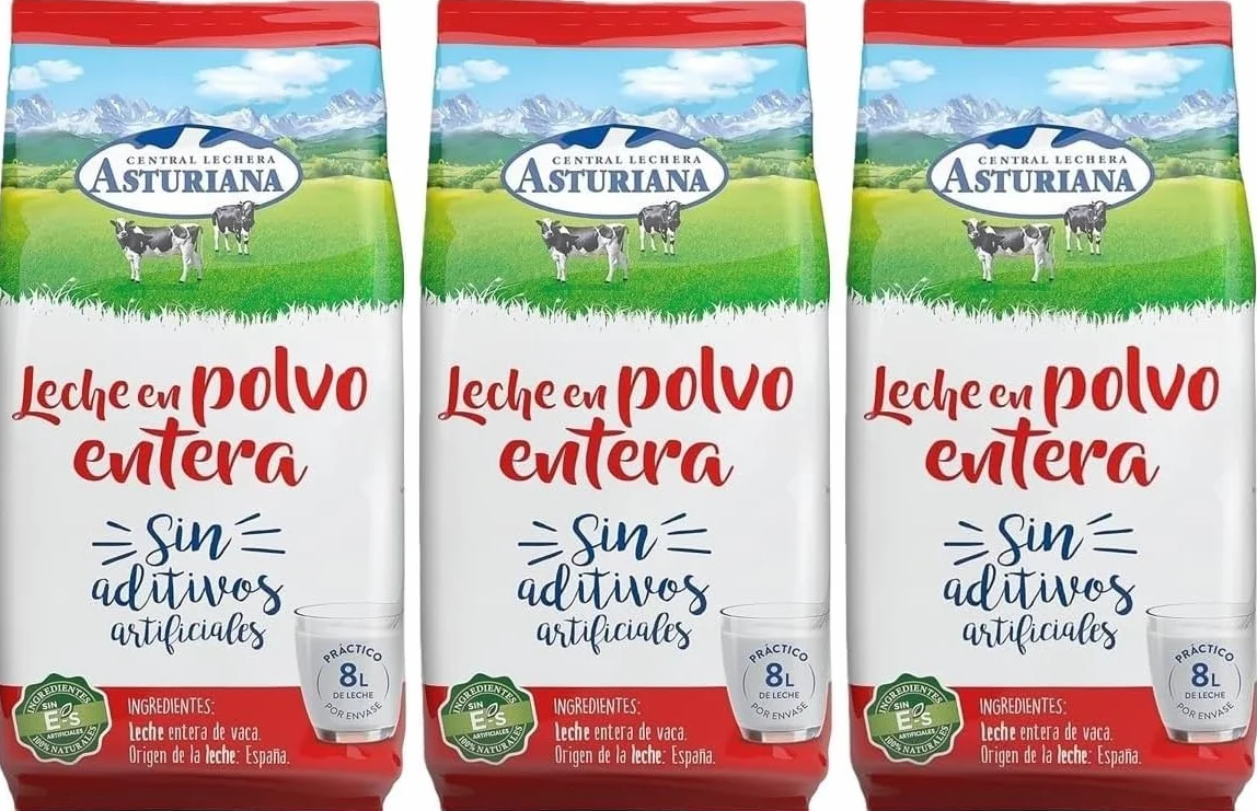 Central Lechera Asturiana Leche en Polvo Entera 1 kg PACK 3 Unidades