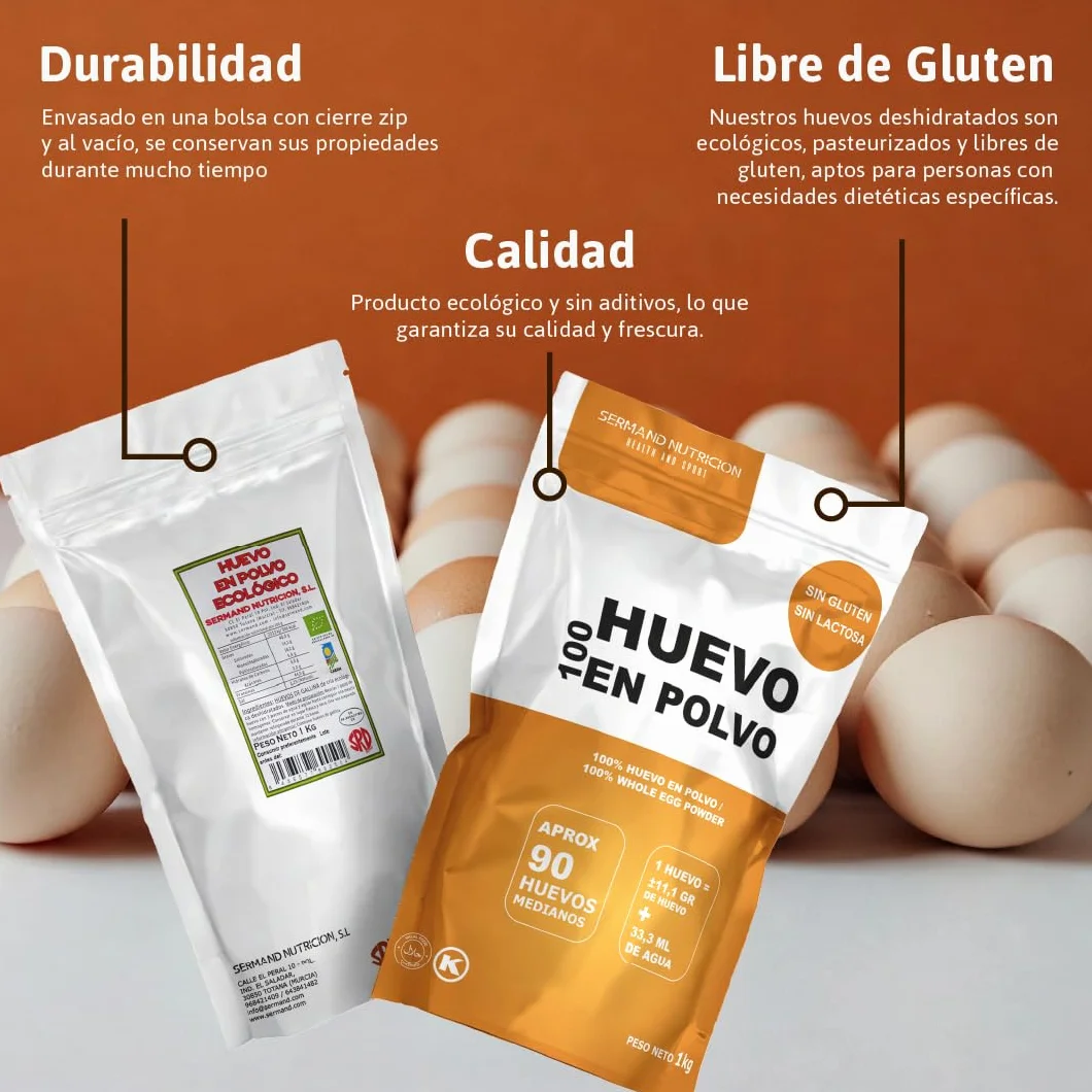 Huevo en Polvo Ecológico 1KG Sin Gluten Sin Lactosa