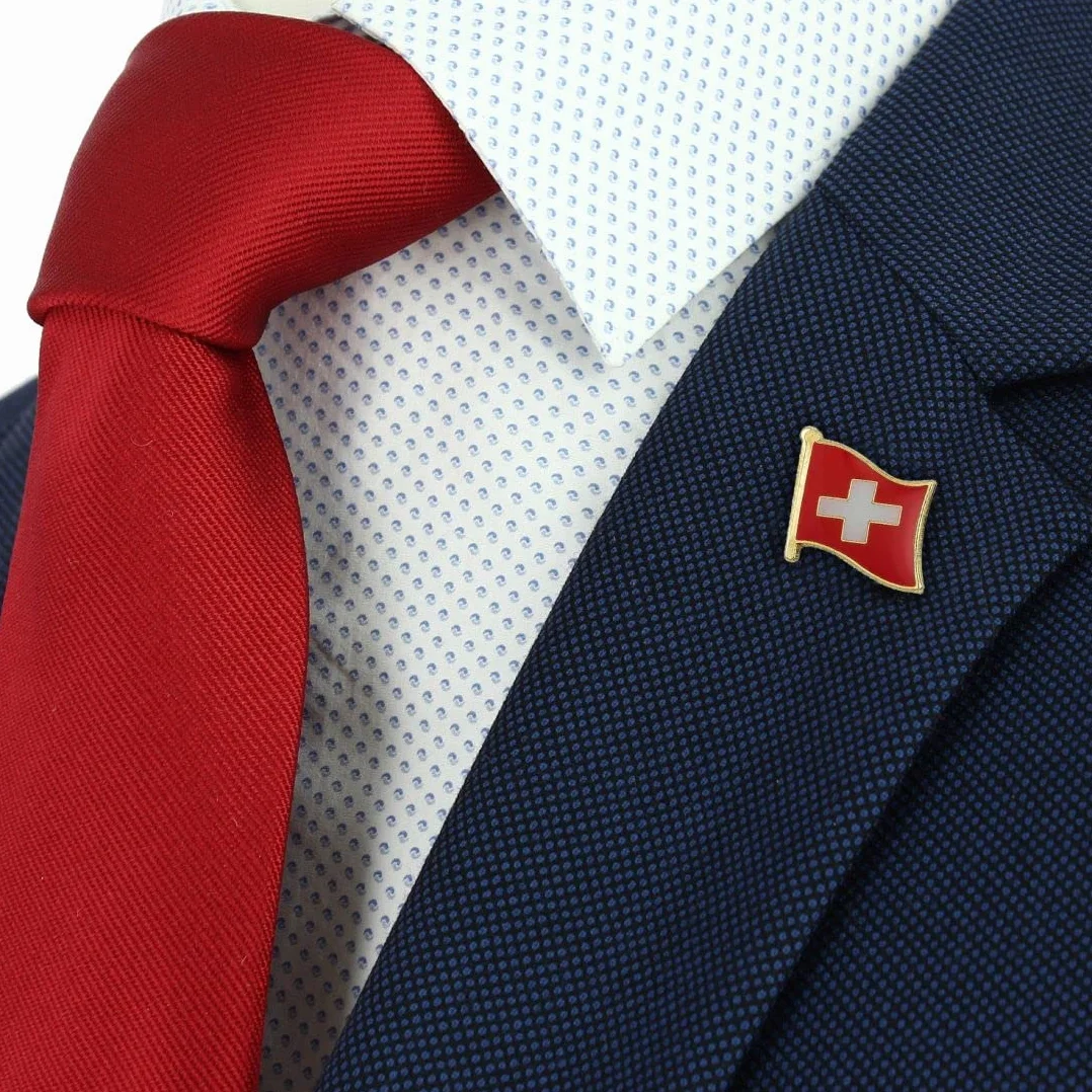 Bandera Suiza Flotante Pin – Insignia PINS EUROPE, rojo