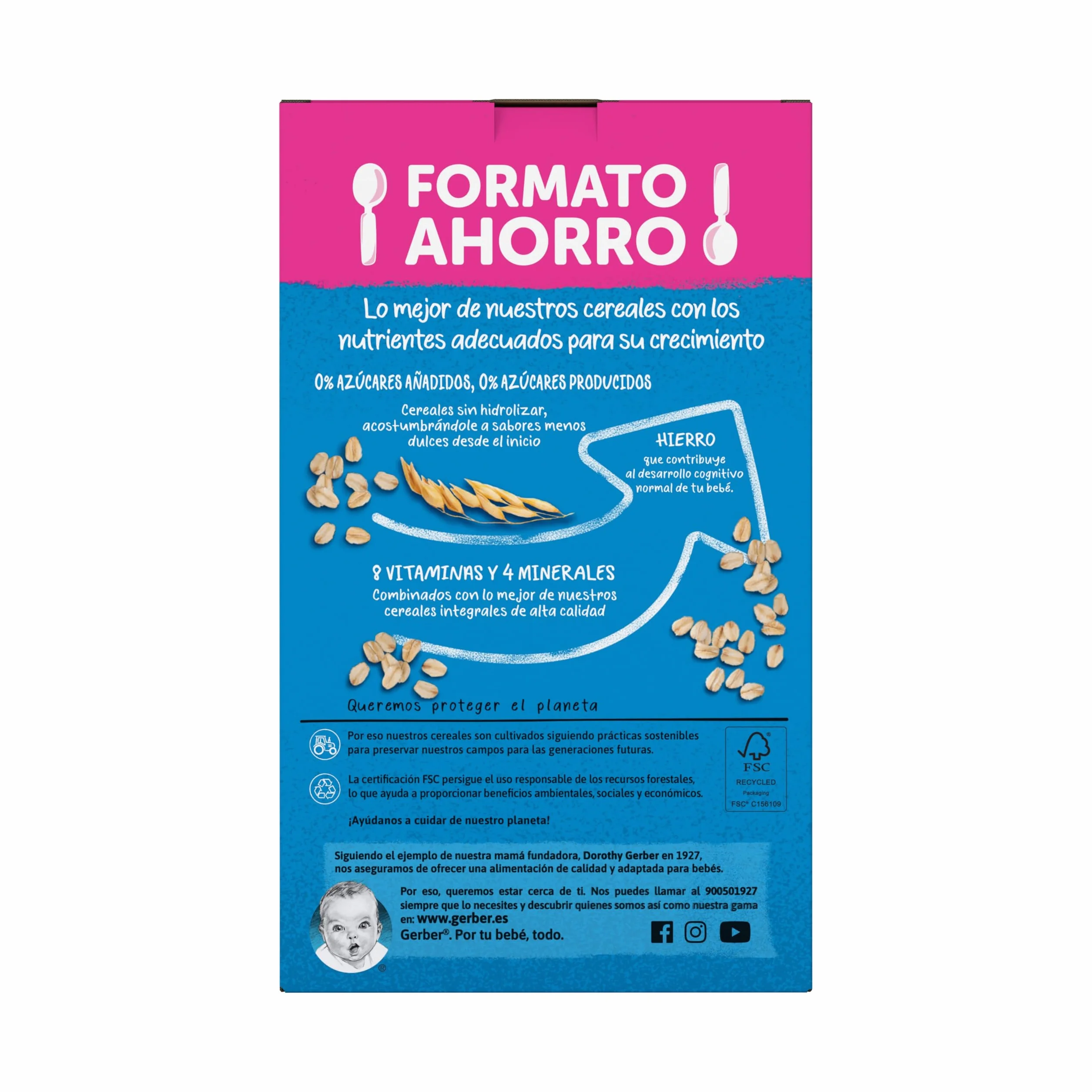 Gerber Papilla Multicereales 0% Azúcares Añadidos Ni Producidos, A Partir De Los 6 Meses, 510 G