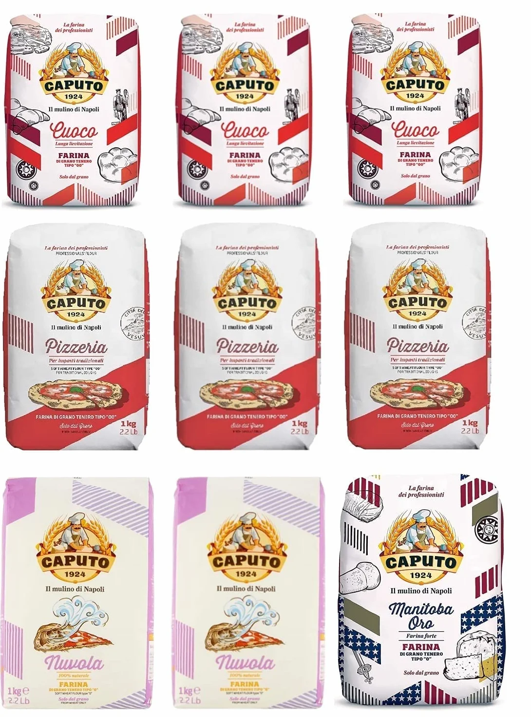 Farina Molino Caputo Nuvola Pizzeria Cuoco Manitoba Pizza Harina (9 x 1 kg) Test Pack