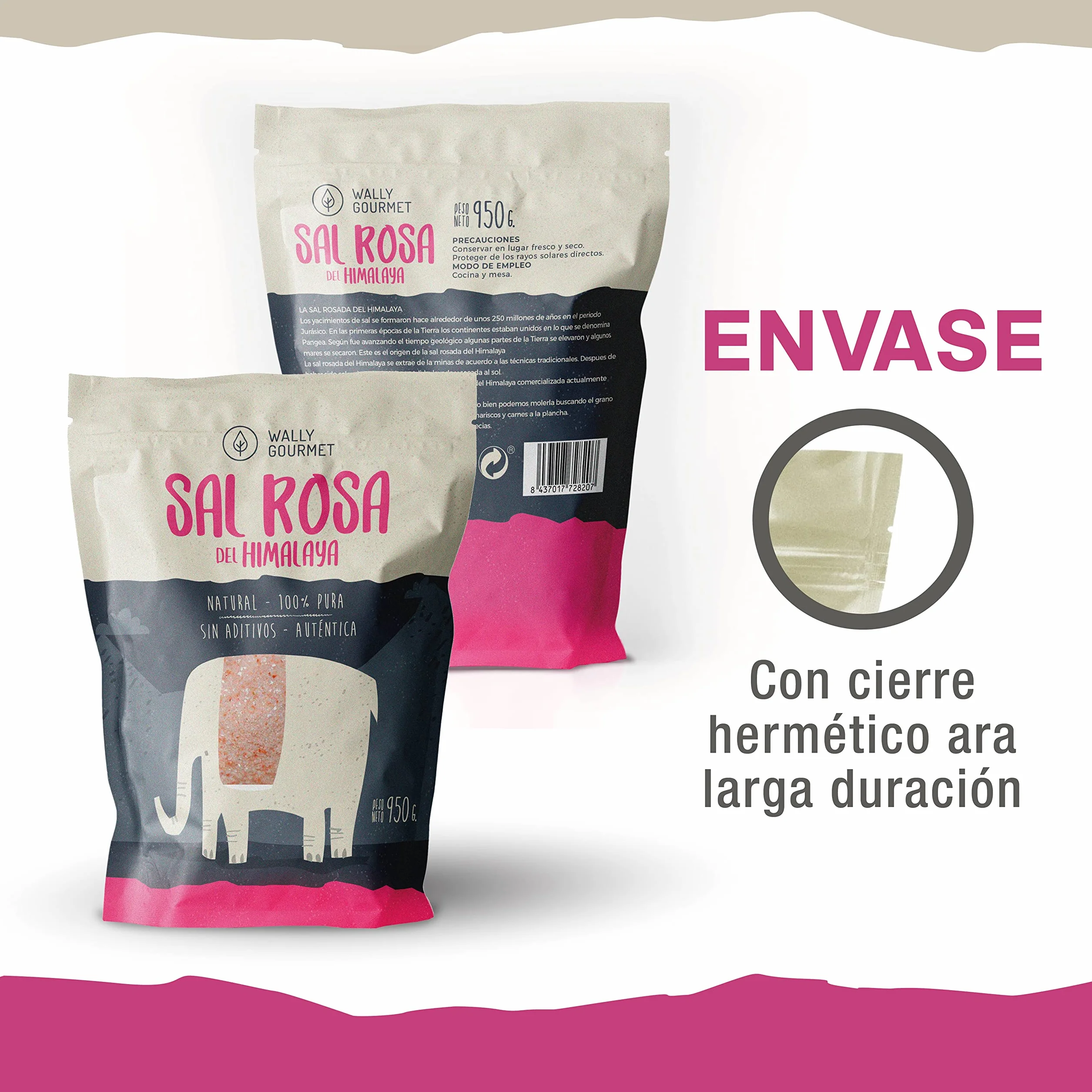 Sal Rosa Del Himalaya, Fina, 100% Natural, Sin Aditivos, Sin Refinado. Mayor Contenido En Oligoelementos. Para Sazonar Y Condimentar. Origen: Punjab, Pakistán.