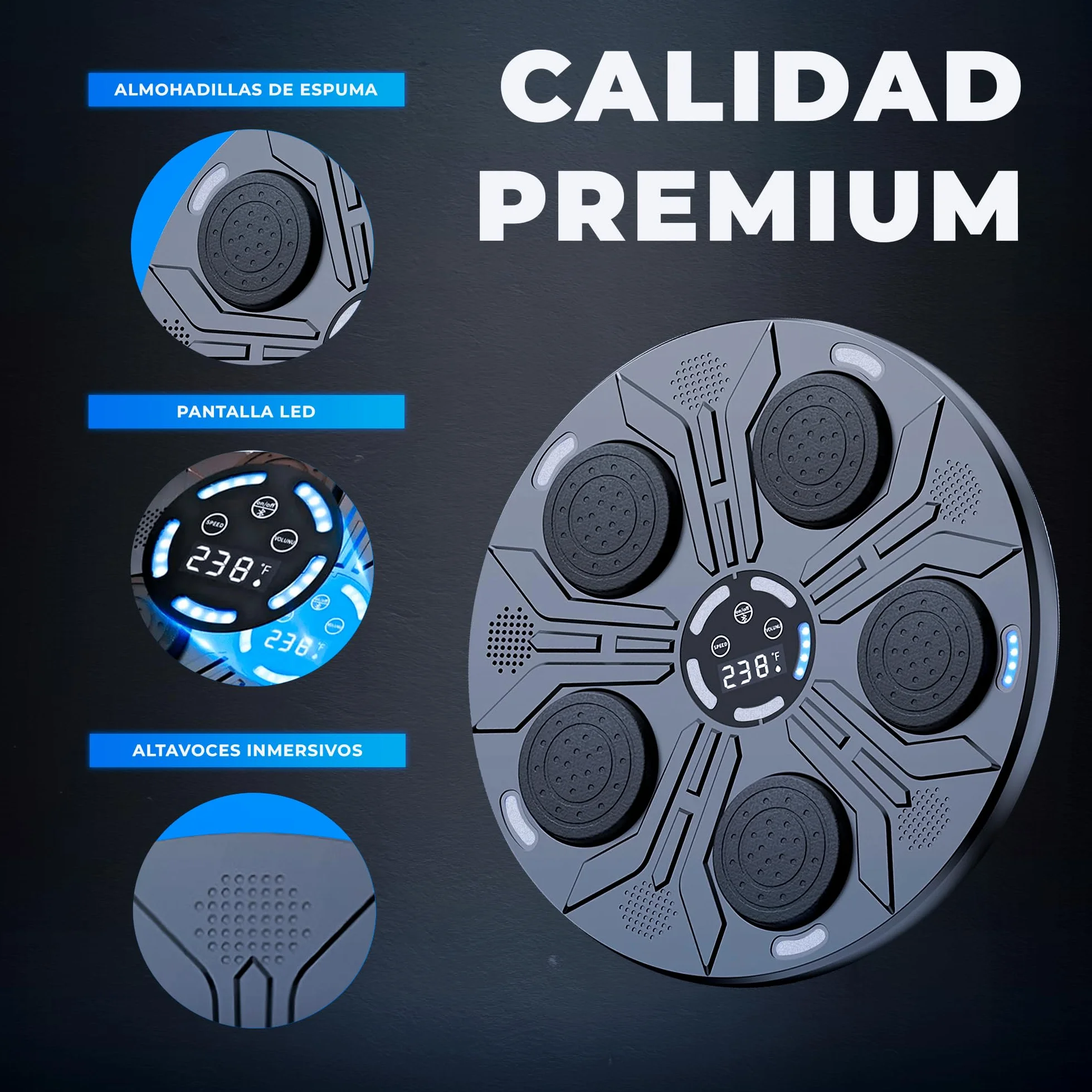 JUPPLIES Maquina de Boxeo Musical para Pared con Guantes, Diana LED y Bluetooth 9 Modos
