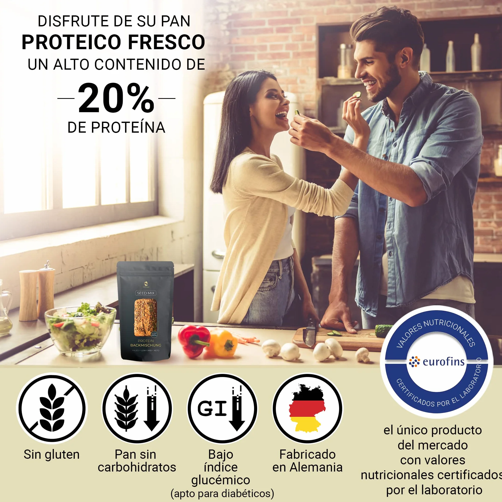 Seed Mix - Mezcla para hornear pan de proteínas 3x200g. | para 1,65 kg de pan | 4g. carbohidratos | Sin cereales | Sin gluten | Para Paleo, Keto baja en carbohidratos | Apto para diabéticos