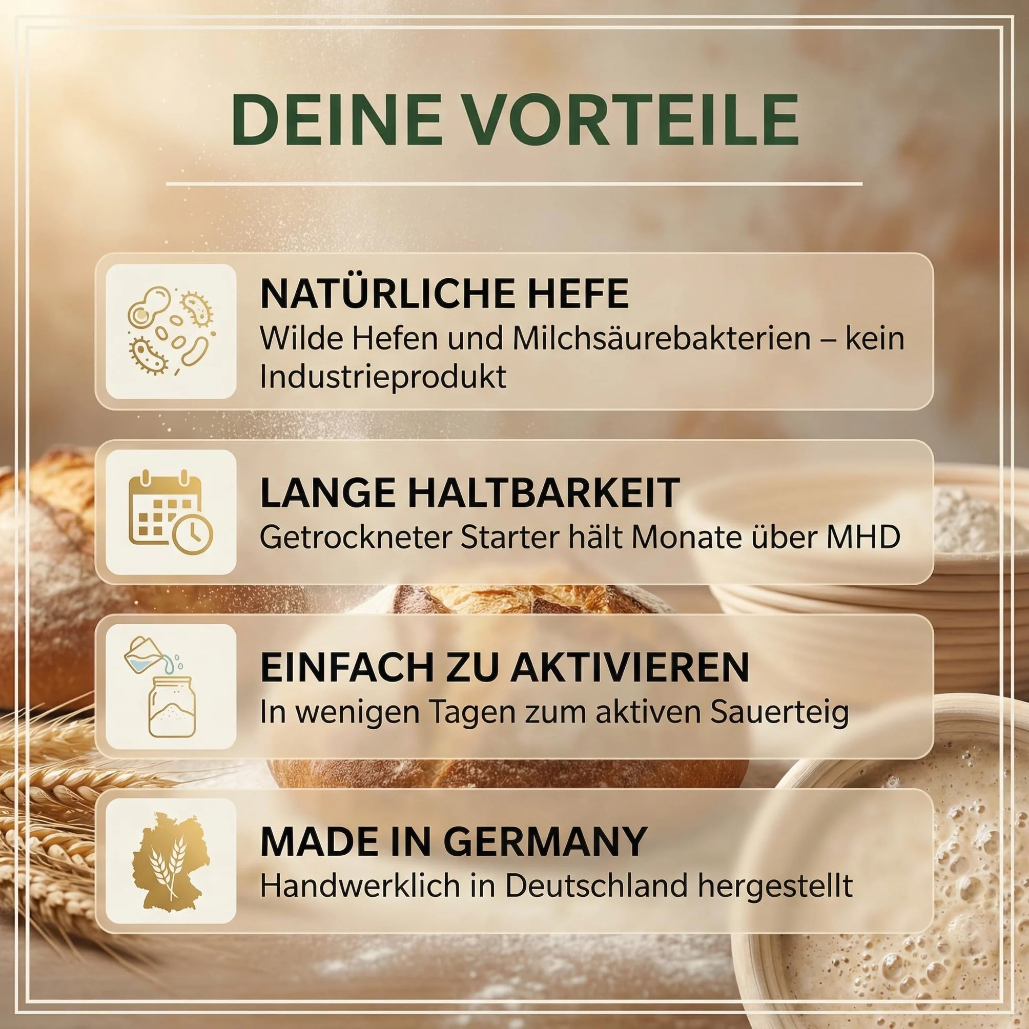 HeldenPilz | Masa agria orgánica fresca | Set para hornear pan + regalo | hacer pan crujiente tú mismo, incluye instrucciones y recetas, ingredientes 100% naturales (centeno para iniciar la levadura