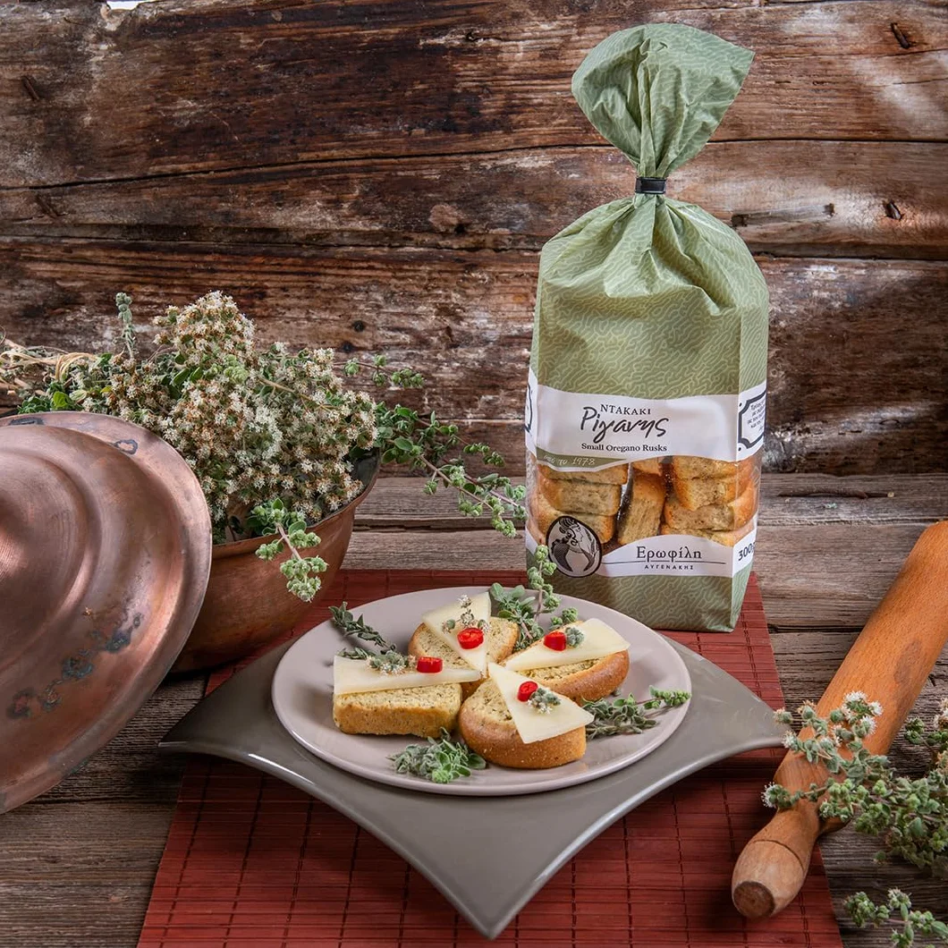 Erofili Galletas Tradicionales de Creta con Orégano | Biscotes Griegos Artesanales de Creta | Receta Familiar desde 1978 | Sin Conservantes