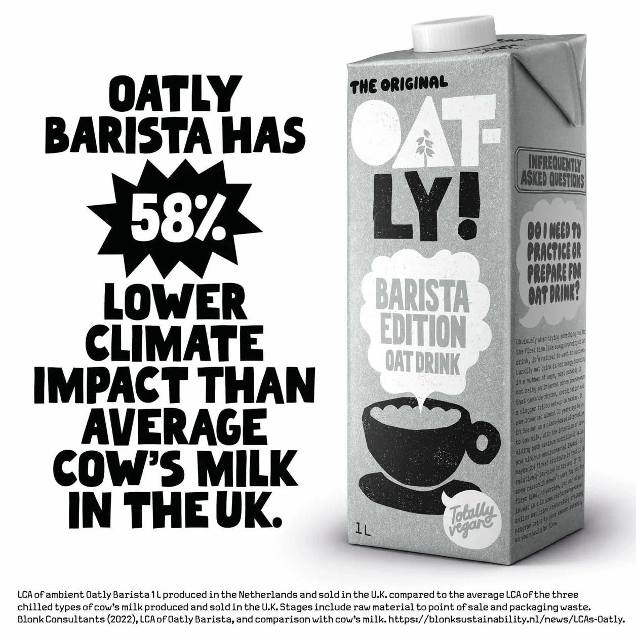 Oatly - Oat Drink - Barista Edition - 6 packs - 1 liter per pack - Liquid Oats - Fully foamable - Plant-based - Sustainable - Rich in unsaturated fats