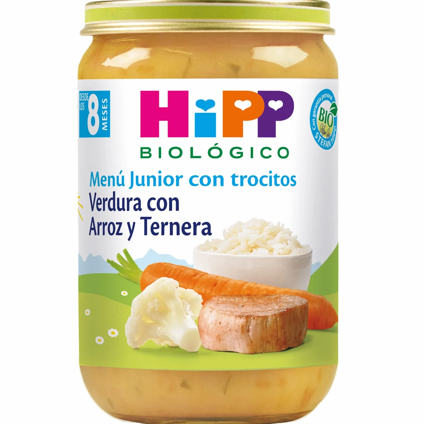 HiPP Biológico - Tarrito De Verdura con Arroz y Tenera BIO - Menú Junior con Trocitos - Pack 6x220g - Ingredientes de Producción Ecológica - Sin Gluten - A Partir de 8 Meses