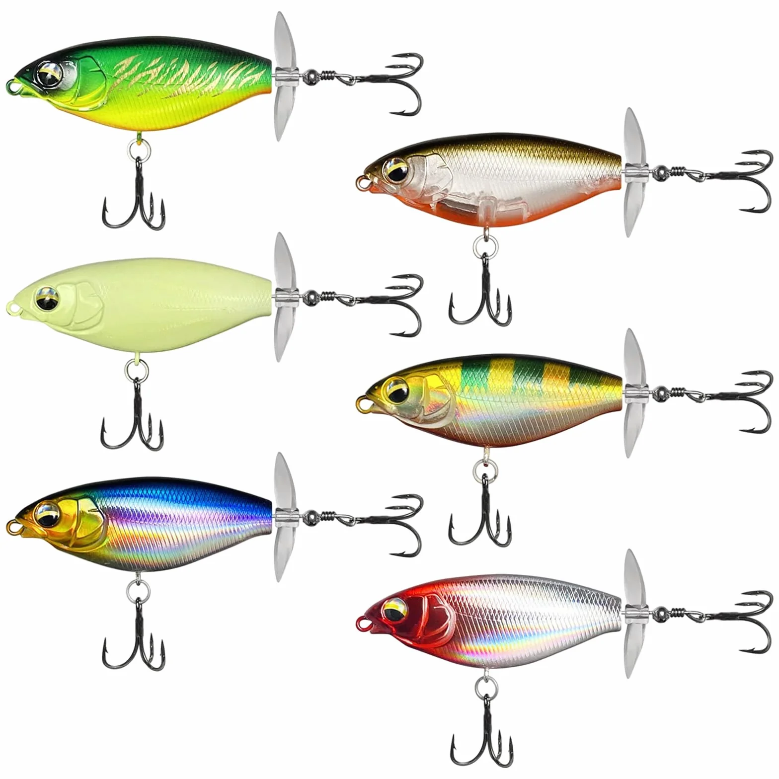 Señuelos Pesca Flotantes para Truchas Lucios Luciopercas Agua Dulce Salada 6 Piezas