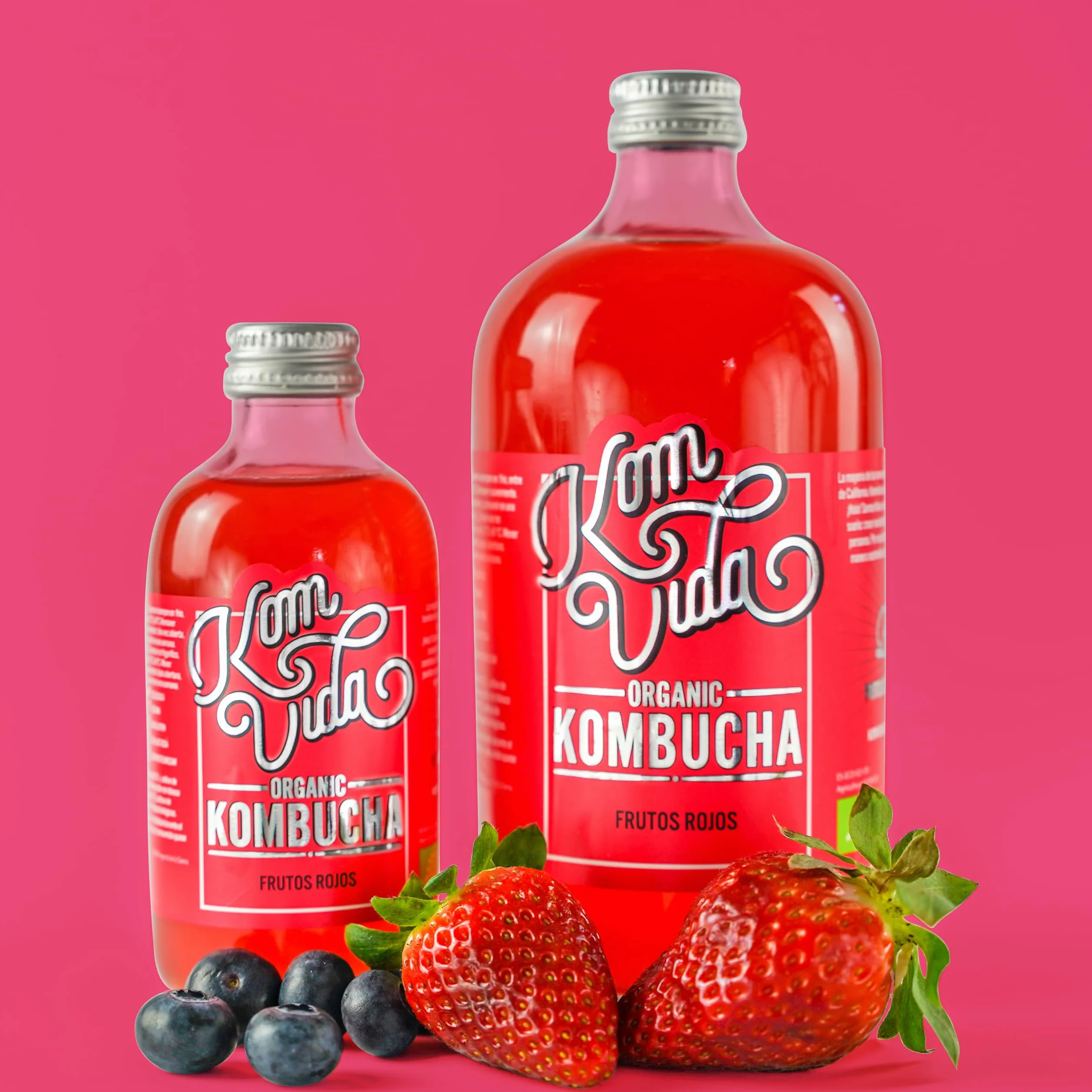 Té kombucha. Komvida. Kit sabor Frutos rojos. 6 botellas de 750 ml. Envío en frío.