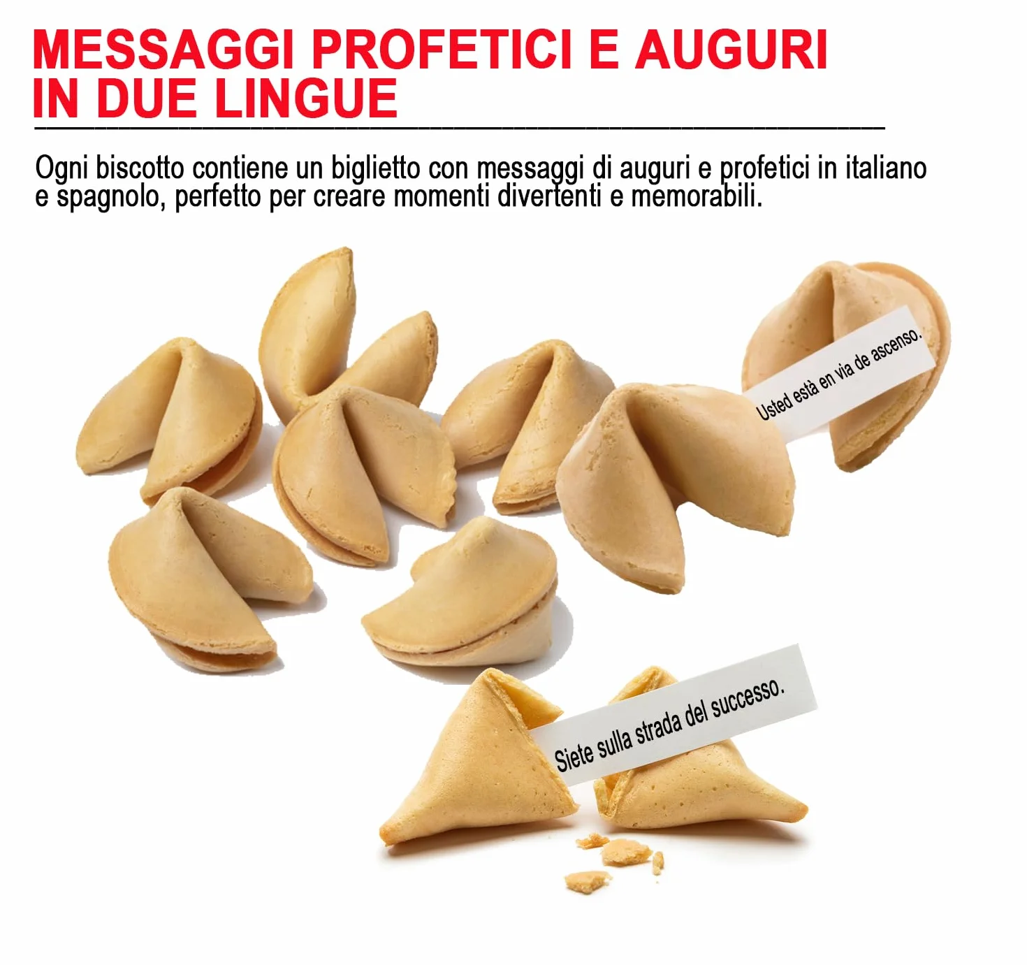 MiFan Fortuna Box - Galletas de la Fortuna Chinas, Mensajes Proféticos, Deseos en Español, Paquetes Variados, Sabor Vainilla (12 Piezas)