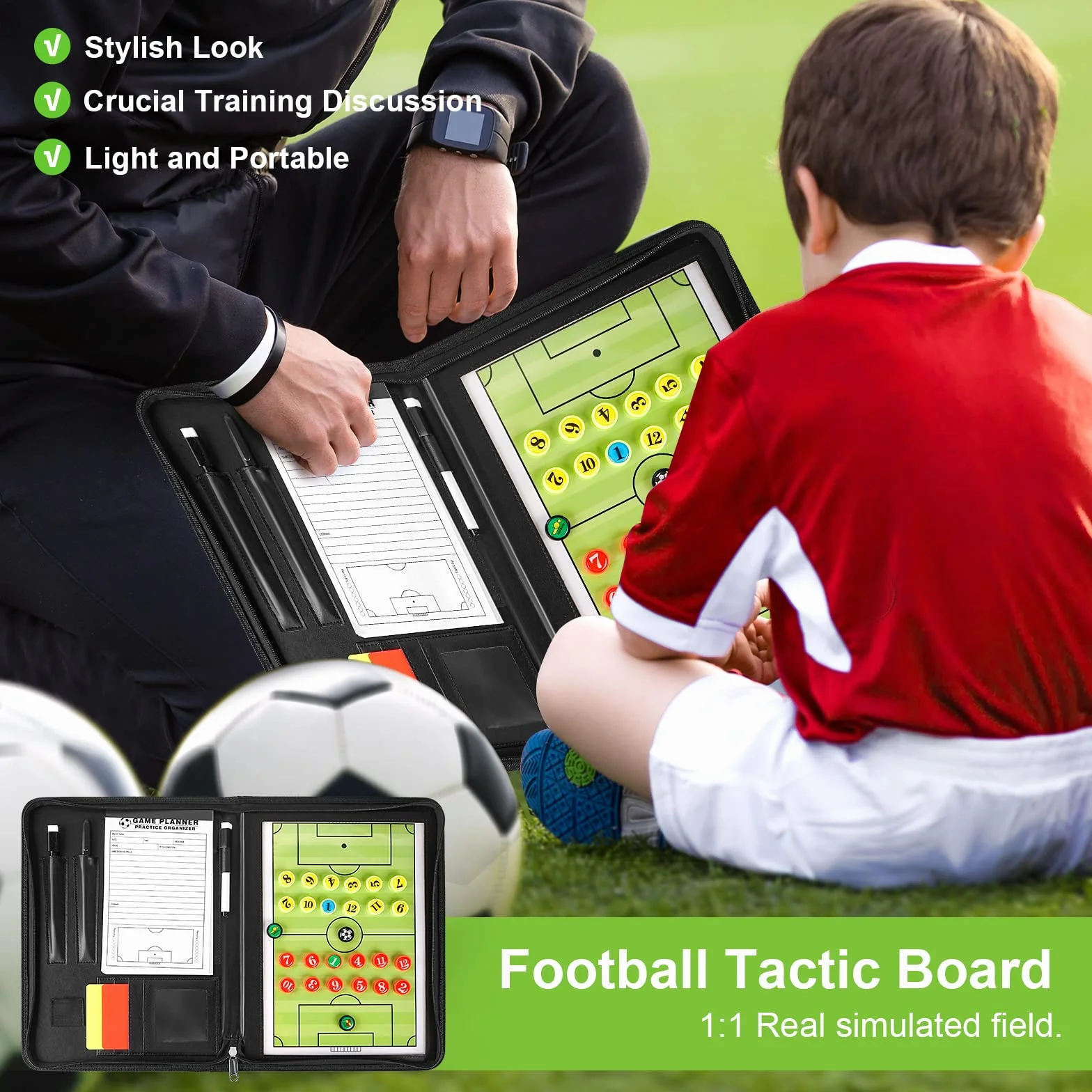 Pizarra Fútbol Entrenador Magnética Plegable con Imanes para Estrategia