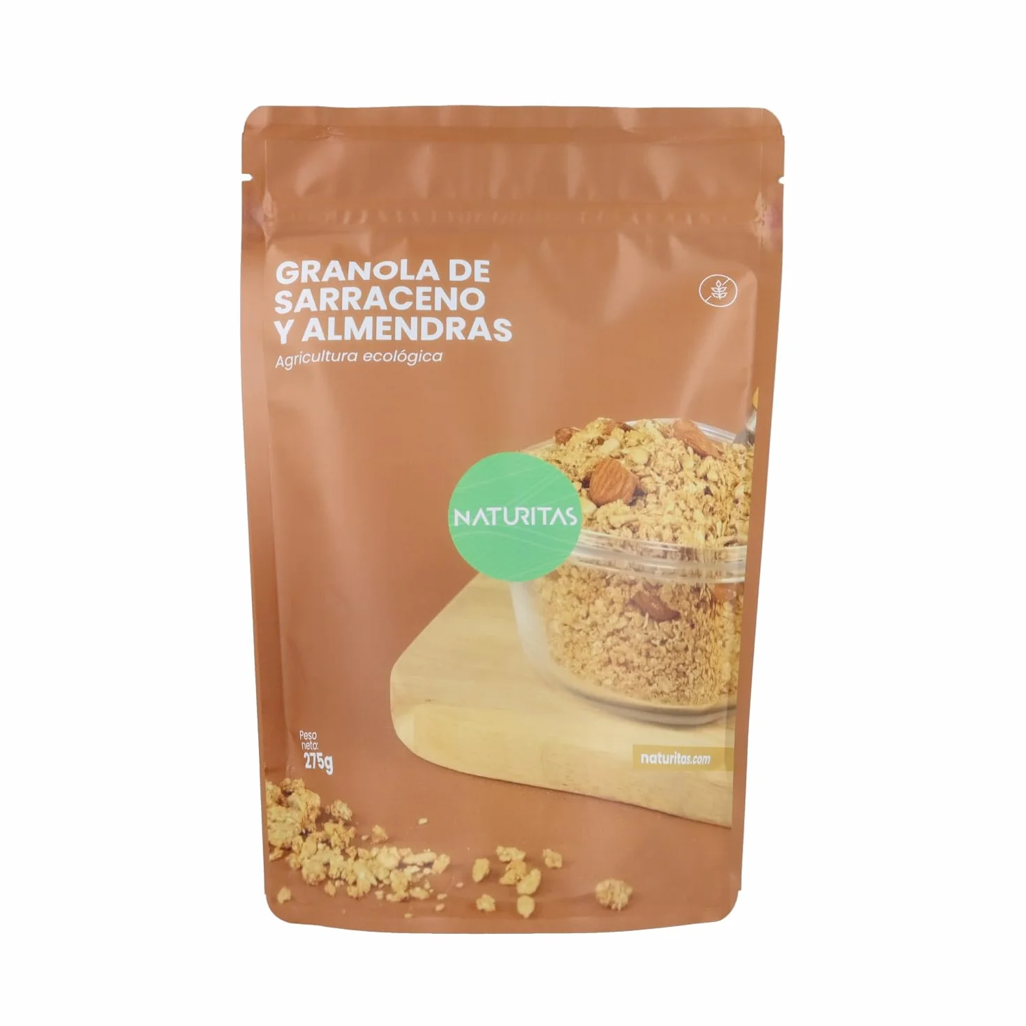 Granola de sarraceno y almendras BIO sin gluten | 275 g | Naturitas Essentials | Granola Bio de sarraceno y almendras | 100% origen agrícola | Mueslis y Cereales de Desayuno