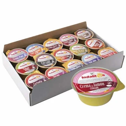 INDALITOS - Bandeja de 45 monodosis de crema de jamón curado 25 gr