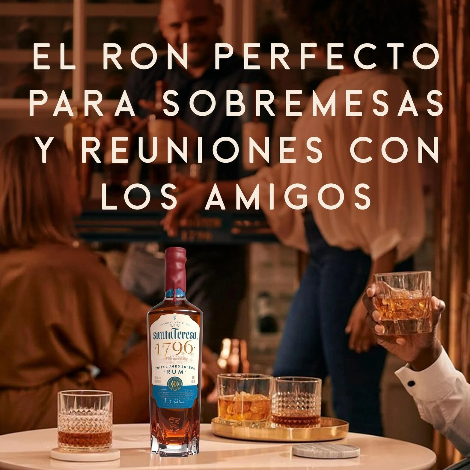 Ron de solera con triple añejamiento Santa Teresa 1796, 40 % vol., 70 cl / 700 ml, ron oscuro venezolano super premium Single State acabado en barricas de roble