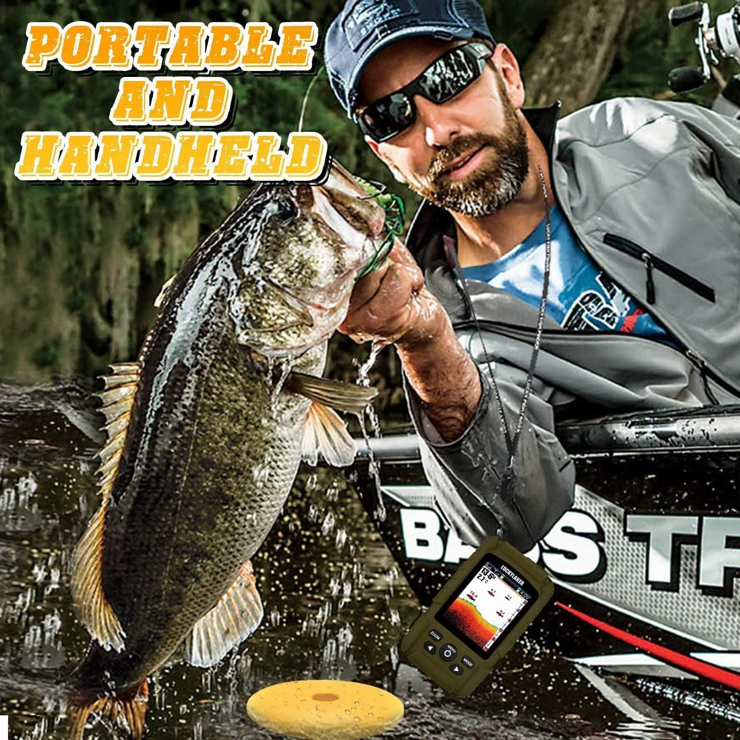 LUCKY Portátil Buscador de Pesca Sonar Impermeable LCD Pantalla Sonda de Pesca Kayak