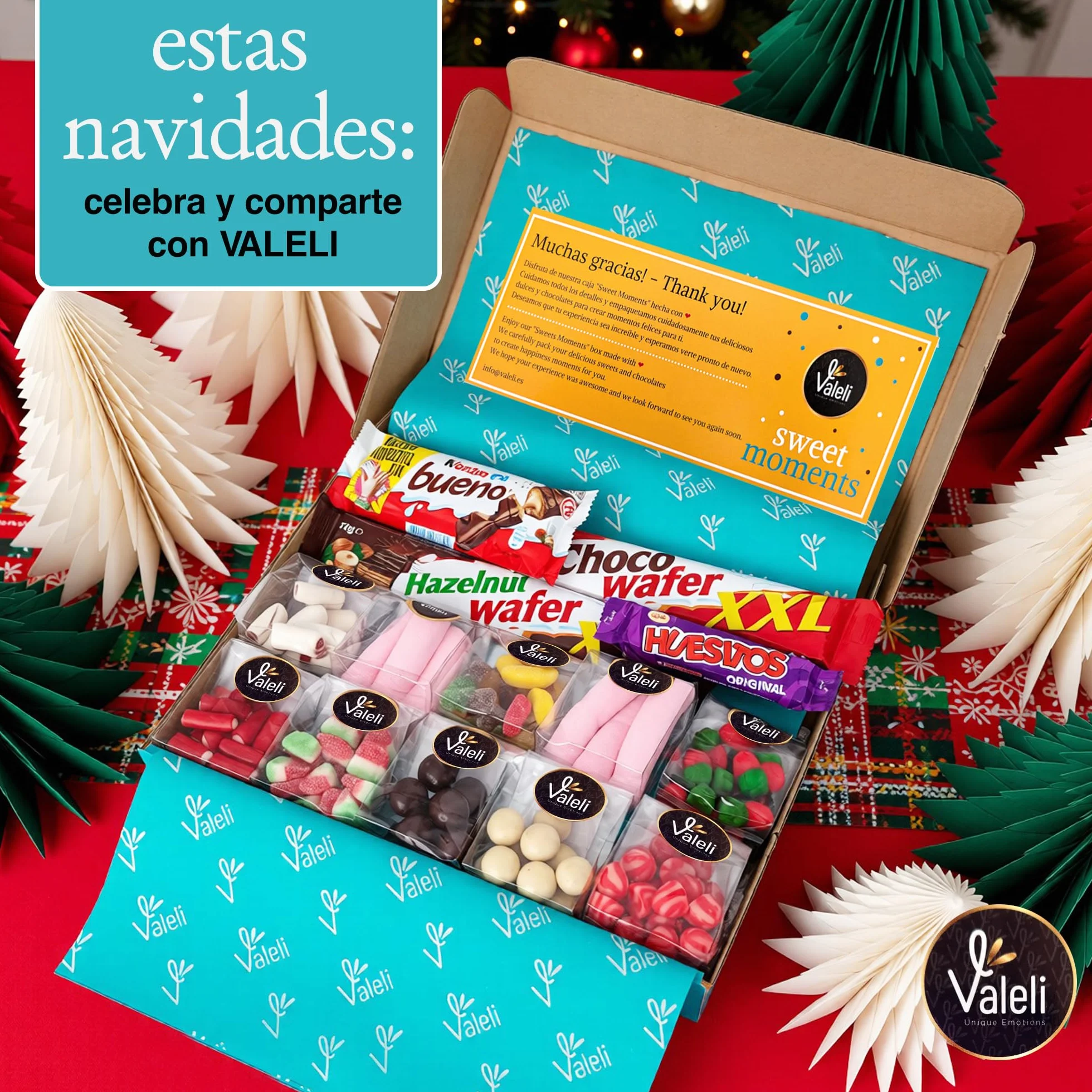 Valeli, Chocolates y Golosinas Cesta dulces y chocolatinas, Caja Regalo Original: Cumpleaños - 1 kg paquetes, bolsas
