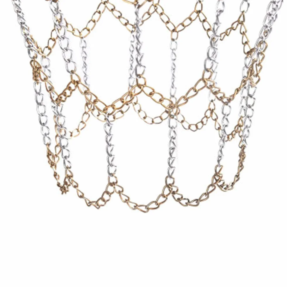 Basketballnetz mit Stahlkette, 12 Verschlussreifen, zweifarbiges Metall