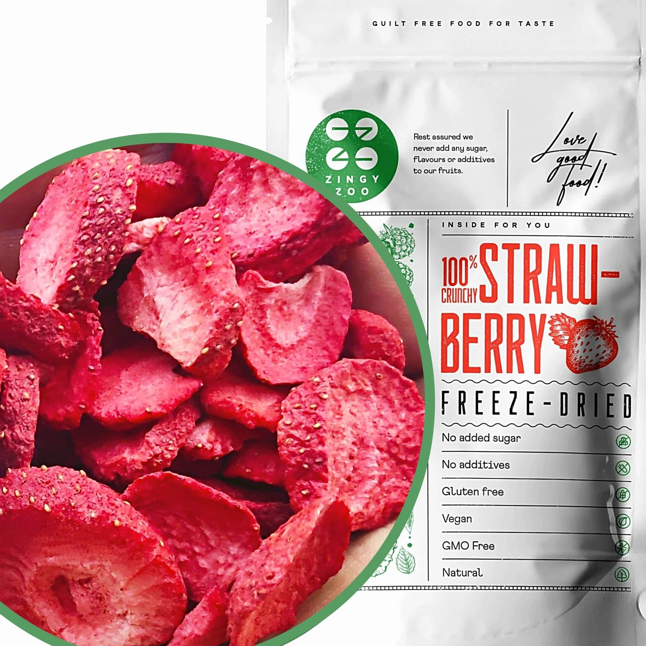 Fresa Liofilizada | Comida Liofilizada | Fresa Deshidratada Fruta Liofilizada | Vegana Cruda 100% Fruta Pura | Freeze Dried Fruit Strawberry Slices de Fresa Sin Azucar Fresas Fruta Escarchada (90g)