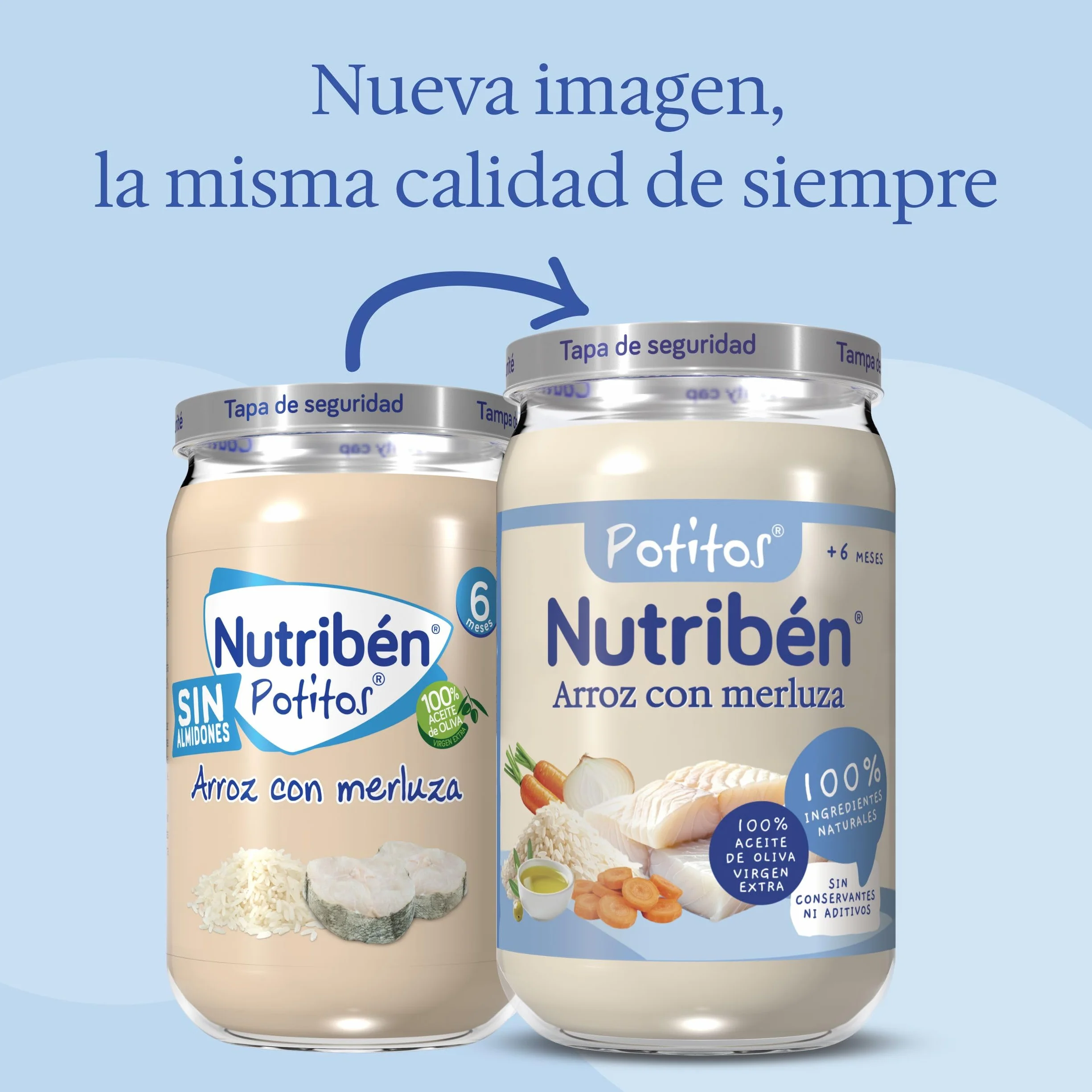 Nutribén Potitos Suprema De Merluza con Arroz, Desde los 6 Meses, Pack 6 x 235 gr