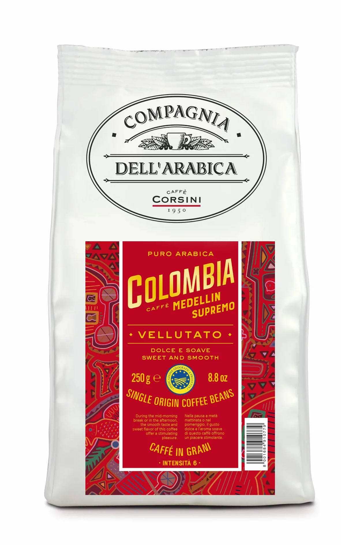 Caffè Corsini - Café en Grano 3x250g Compagnia Dell’Arabica Mix Brasil/Colombia/India, Mono Origen, 750g en Total. (Paquete de 2)