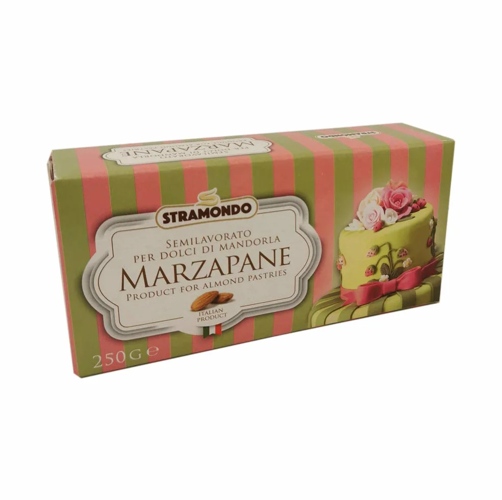 STRAMONDO Mazapán verde 250gr, pasta de almendras blandas, fácil de modelar, adecuado para la realización de frutas de martorana y sujetos de pasta real, Made in Italy, sin gluten