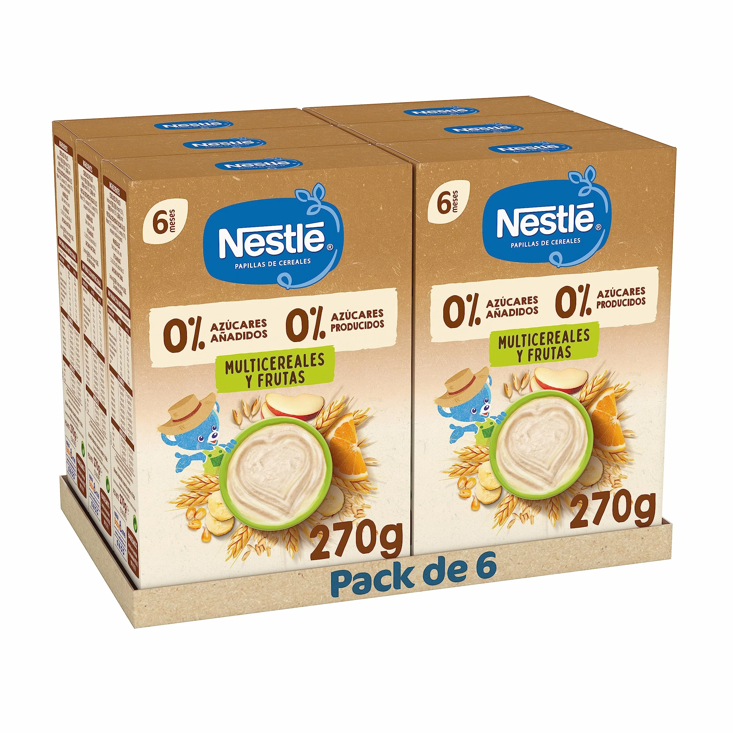 Nestlé Papilla de Cereales Multicereales con Frutas 6 meses 6 x 270 g