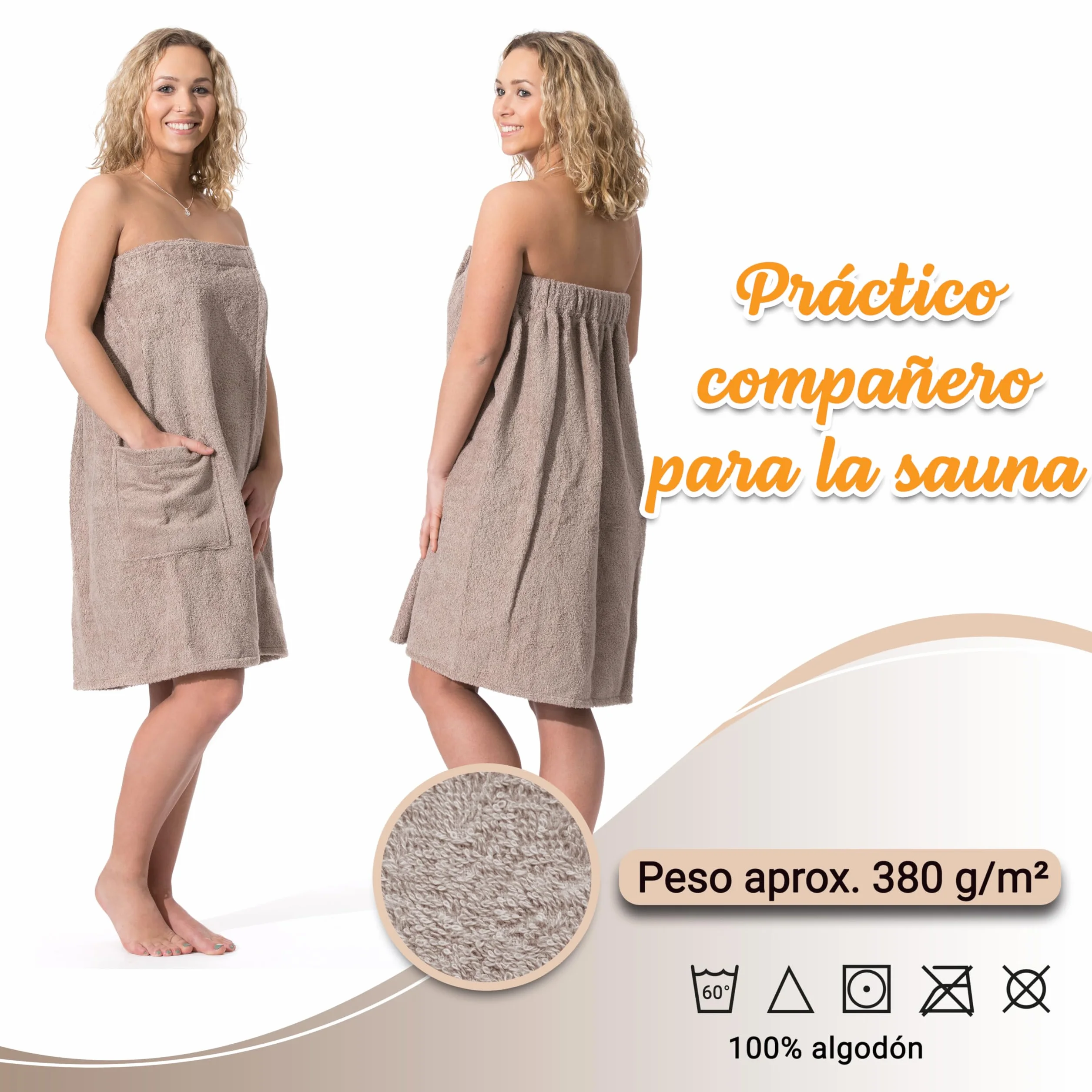 ZOLLNER Falda escocesa para sauna hombre algodón cintura elástica fermeture à scratch Oeko Tex®