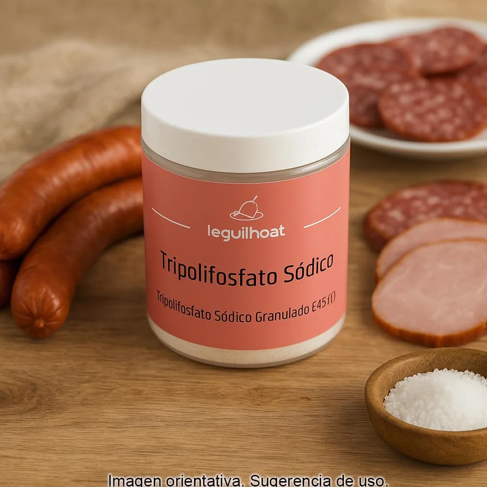 Tripolifosfato Sódico E451 180 g en bote Aditivo alimentario para embutidos salchichas fiambres y salmuera mejora emulsión retención de agua y textura