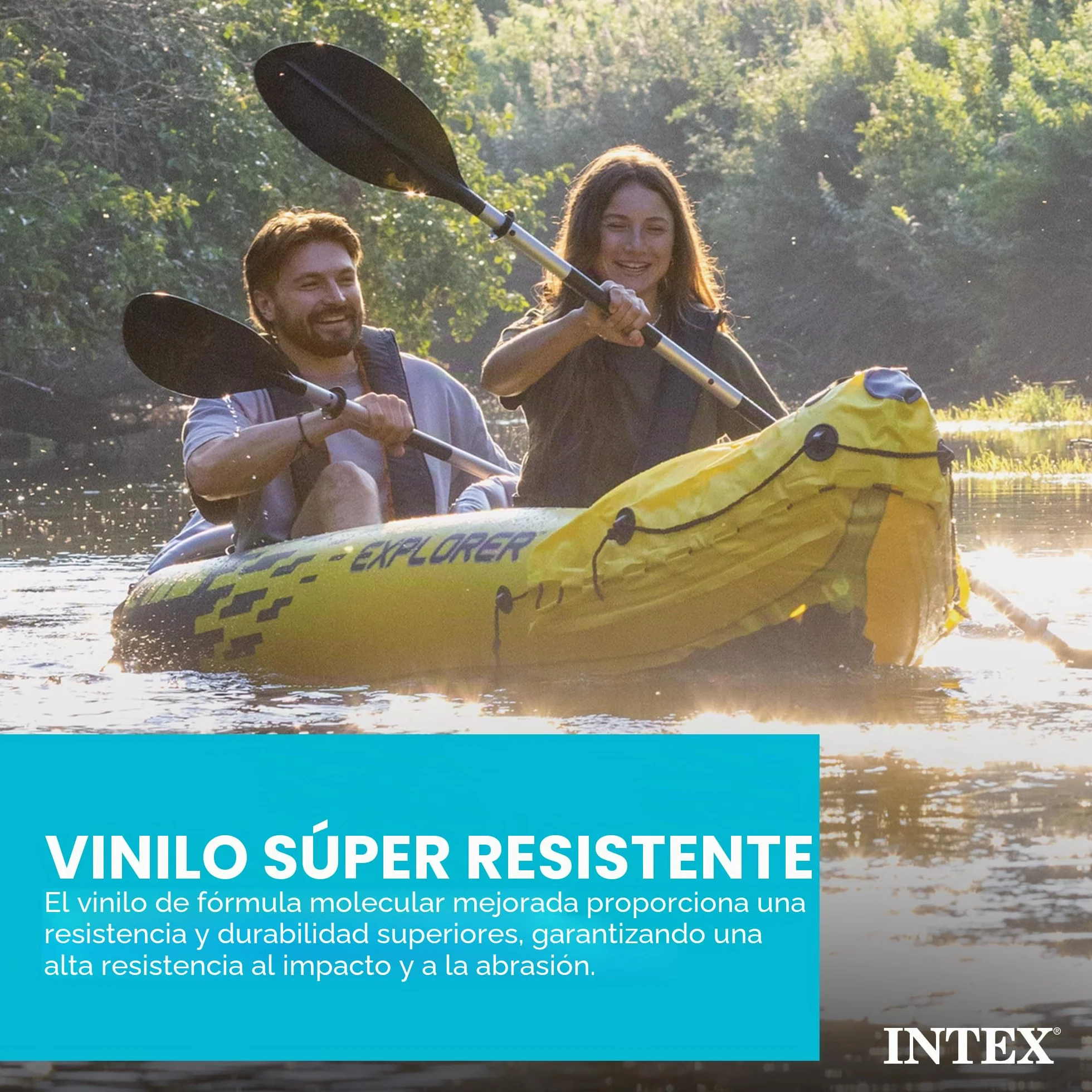Intex Explorer K2 Kayak 2-Osobowy Nadmuchiwany Kajak z Aluminiowymi Wiosłami i Wysokowydajną Pompą