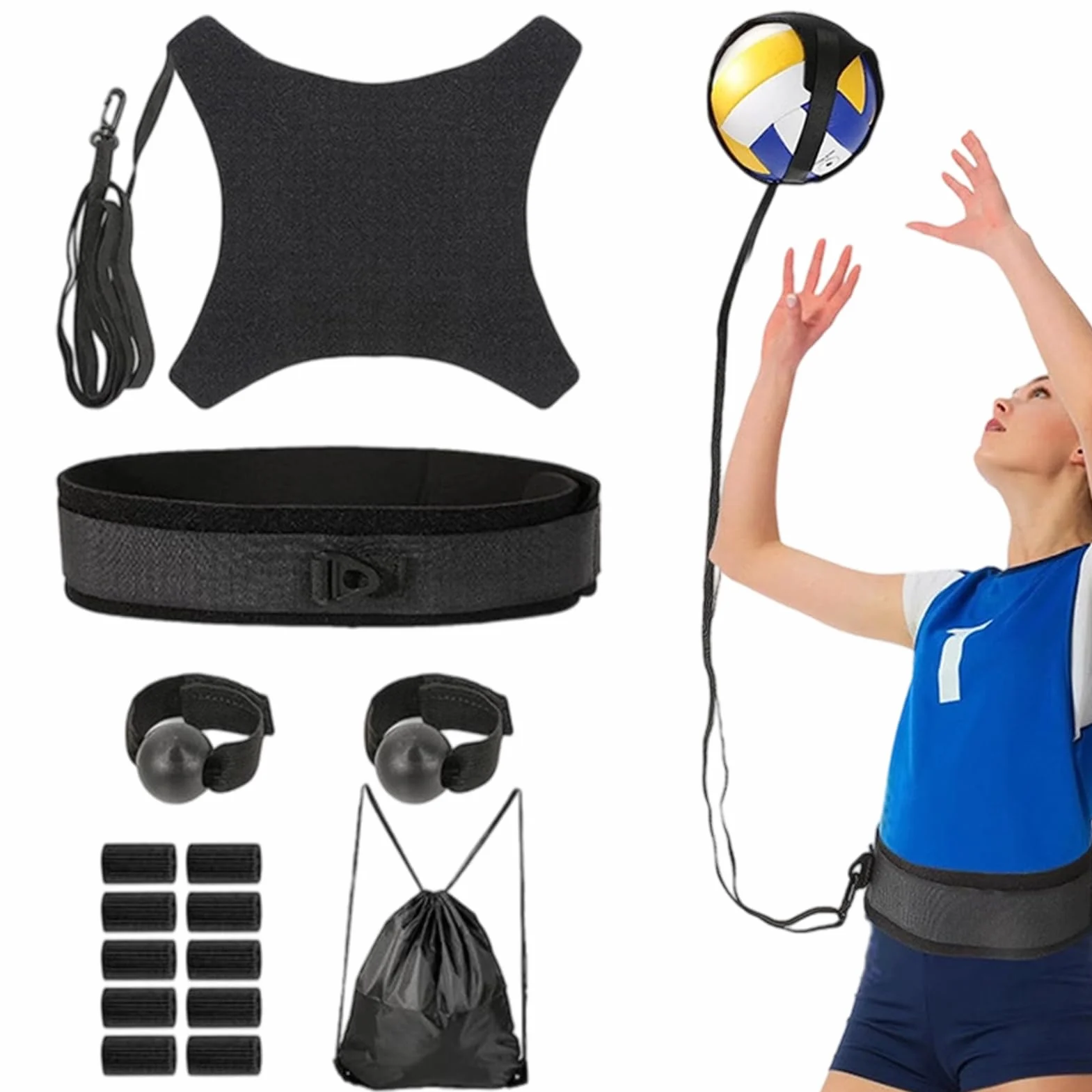 Kit de Entrenamiento de Voleibol, Herramienta de Pase Ajustable, Entrenador de Golpe Elástico